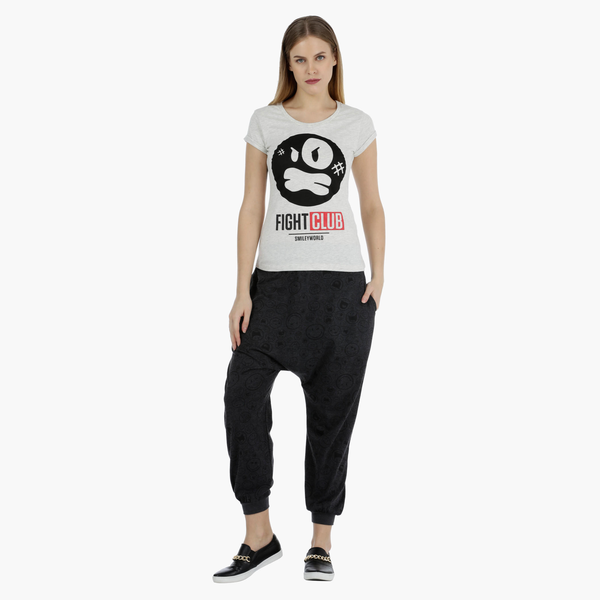 Smiley World Printed Jog Pants-women-clothing-bottoms-joggers-image-1