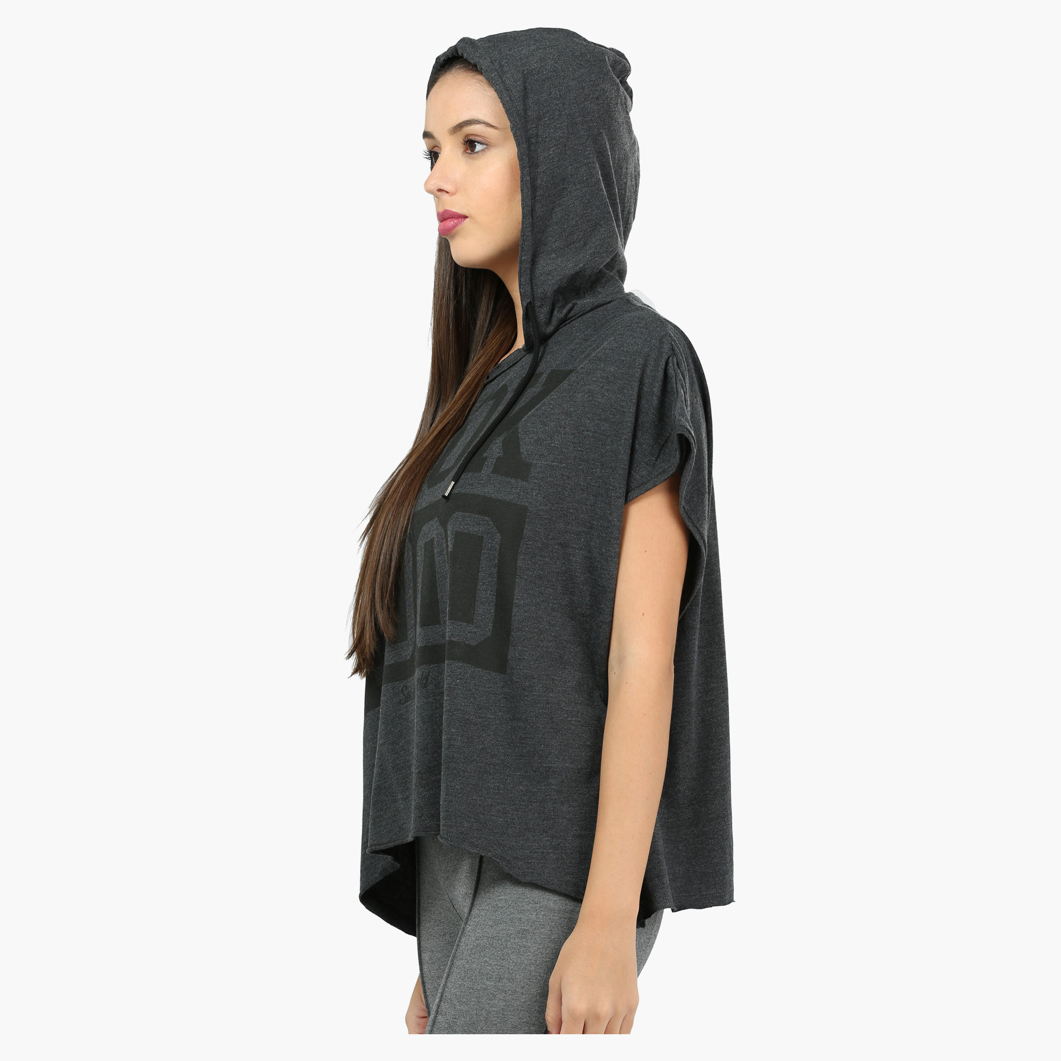 Smiley World Graphic Print Short Sleeves Top with Hood-women-winterwear-hoodiesandsweatshirts-hoodies-image-3