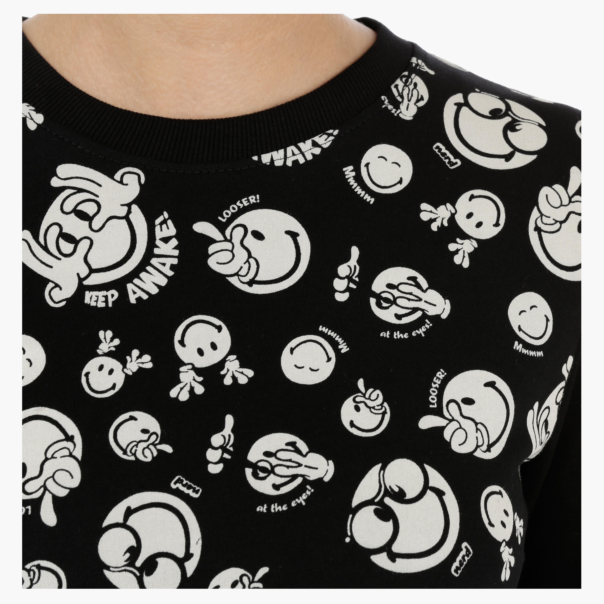 Smiley World Printed Sweatshirt with Long Sleeves-women-winterwear-hoodiesandsweatshirts-sweatshirts-image-4