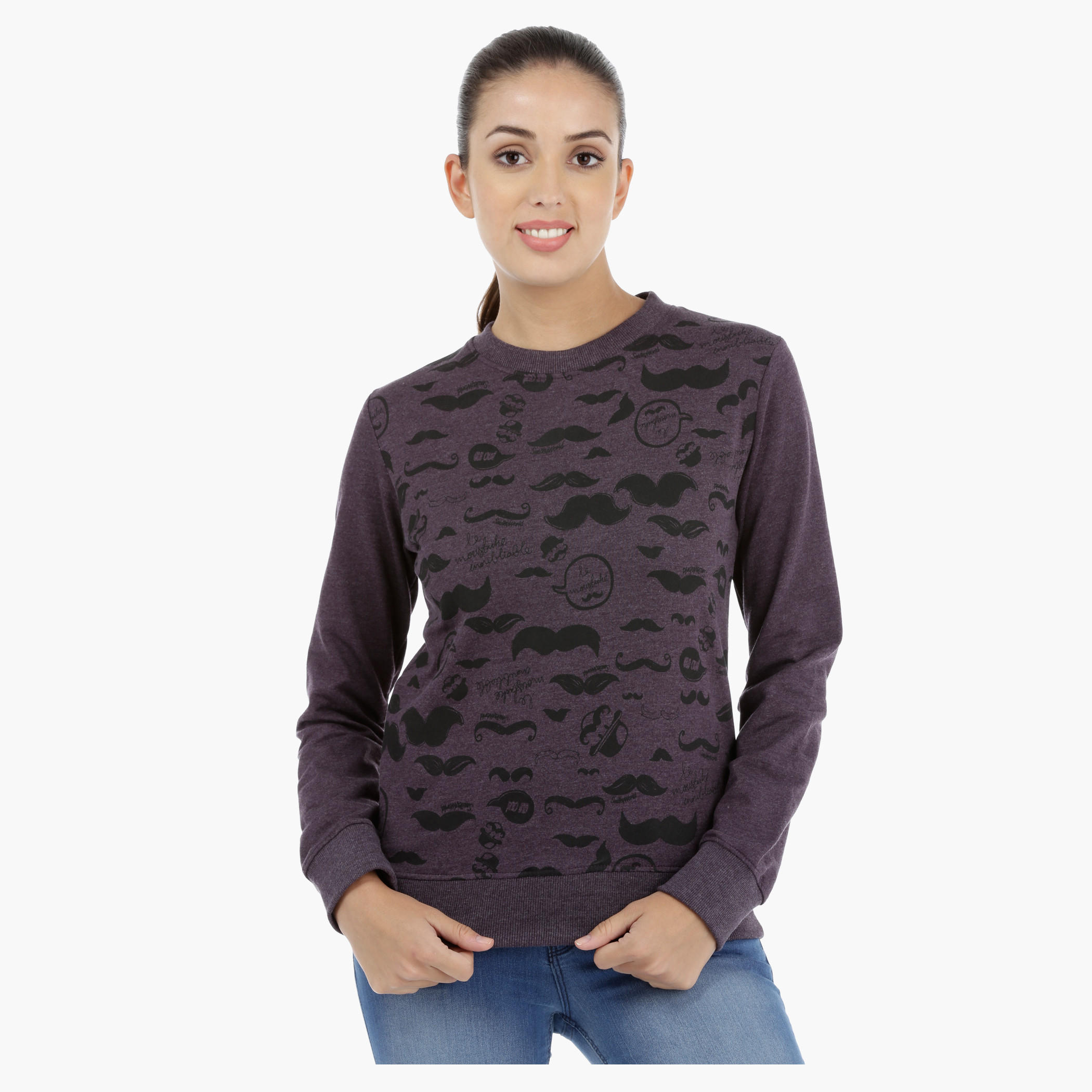 Smiley World Printed Sweatshirt with Long Sleeves-women-winterwear-hoodiesandsweatshirts-sweatshirts-image-1