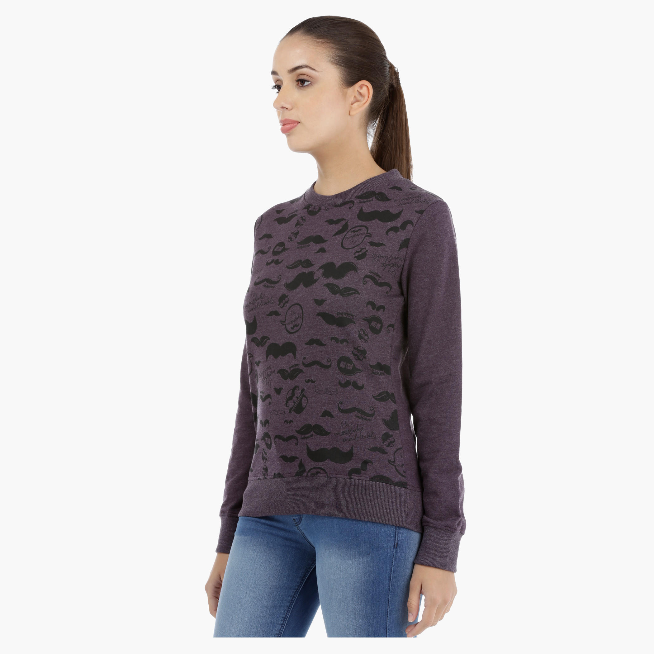 Smiley World Printed Sweatshirt with Long Sleeves-women-winterwear-hoodiesandsweatshirts-sweatshirts-image-3