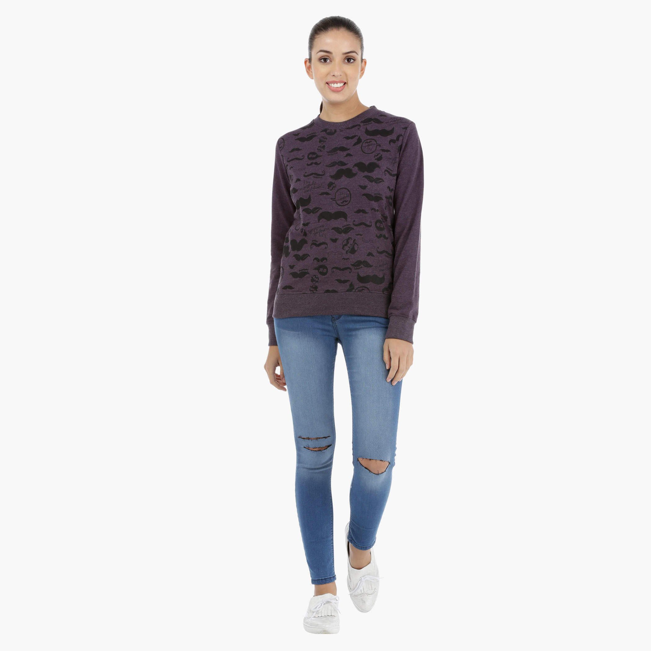 Smiley World Printed Sweatshirt with Long Sleeves-women-winterwear-hoodiesandsweatshirts-sweatshirts-image-5