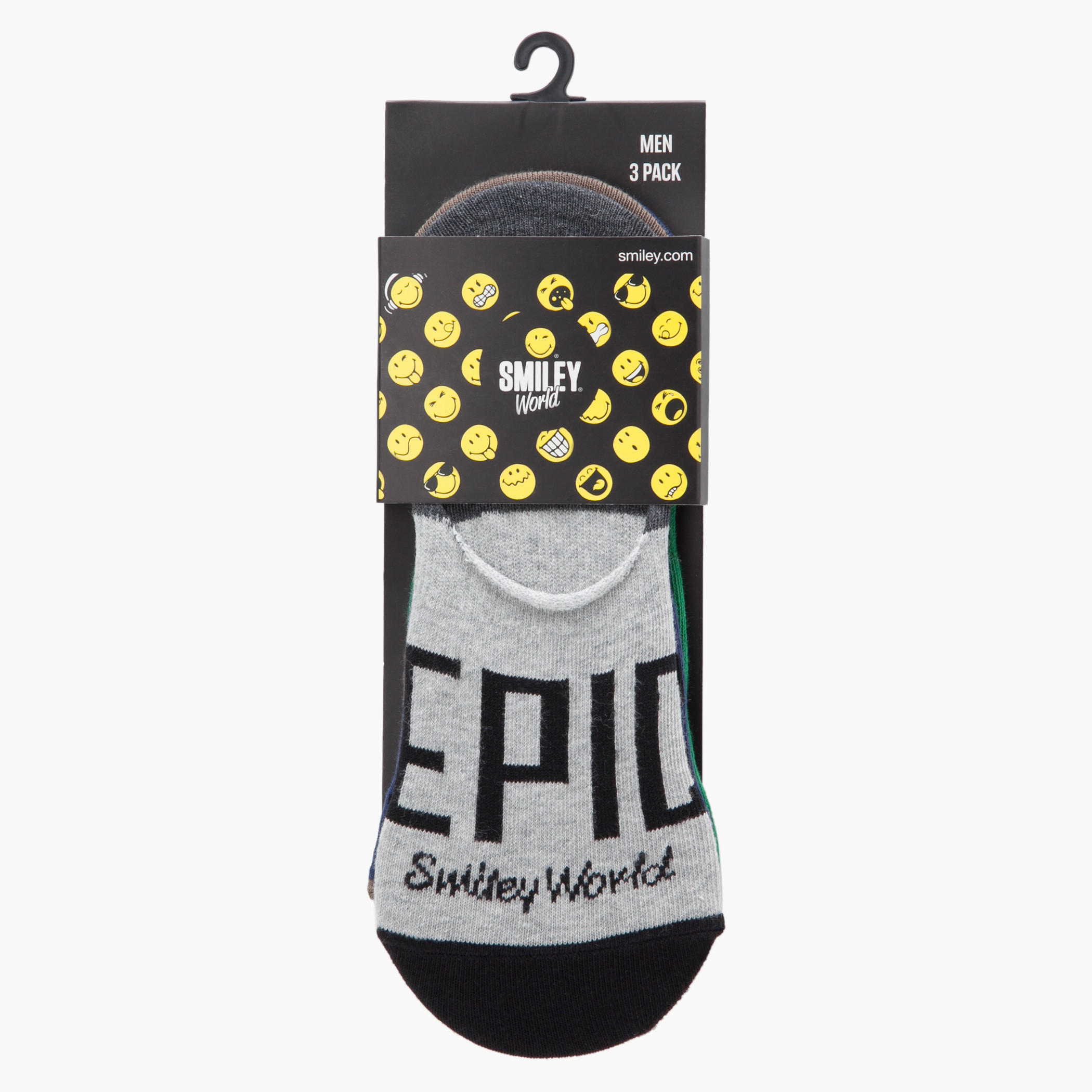 Smiley World Printed Invisible Sock - Set of 3-men-socks-image-2