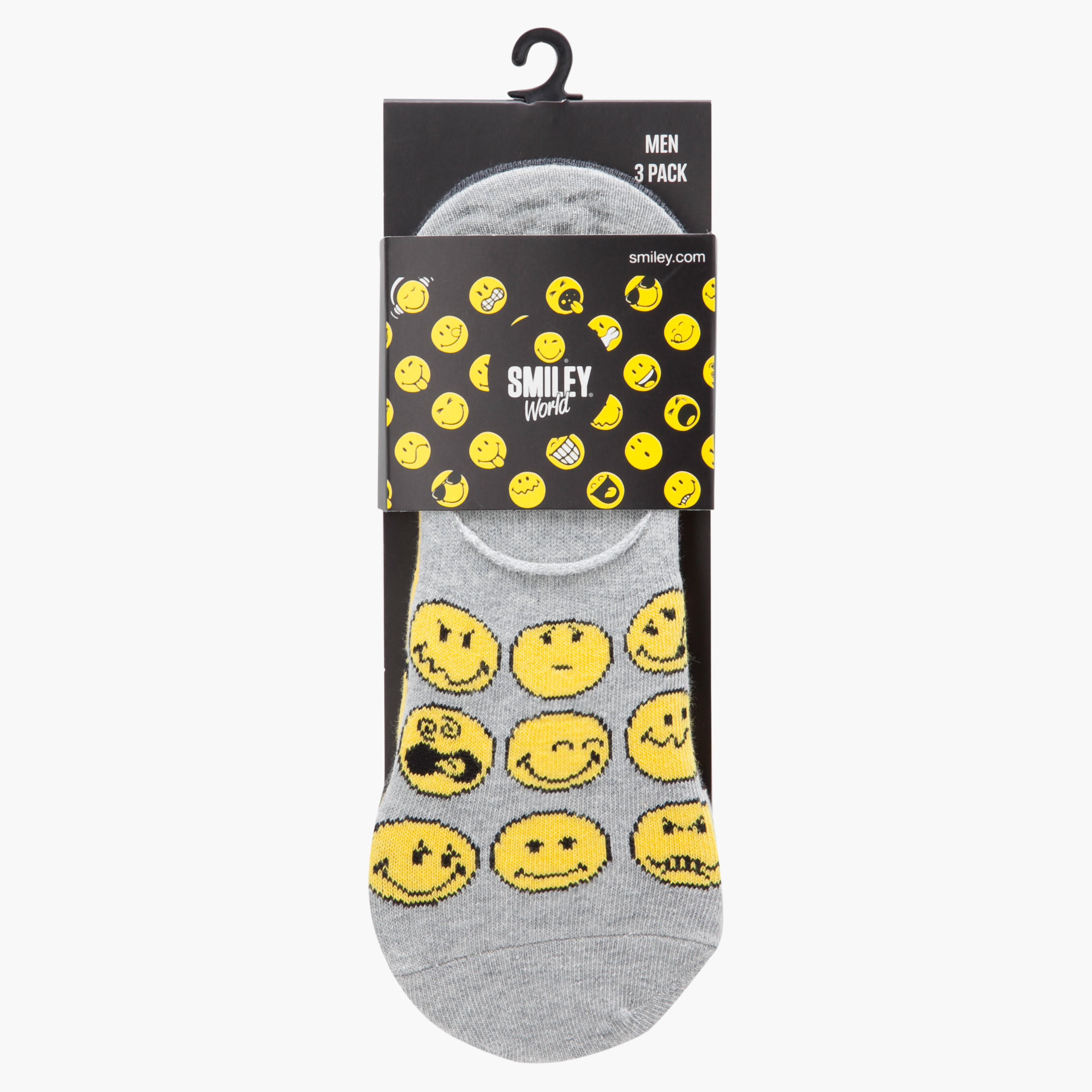 Smiley World Printed Invisible Sock - Set of 3-men-socks-image-2