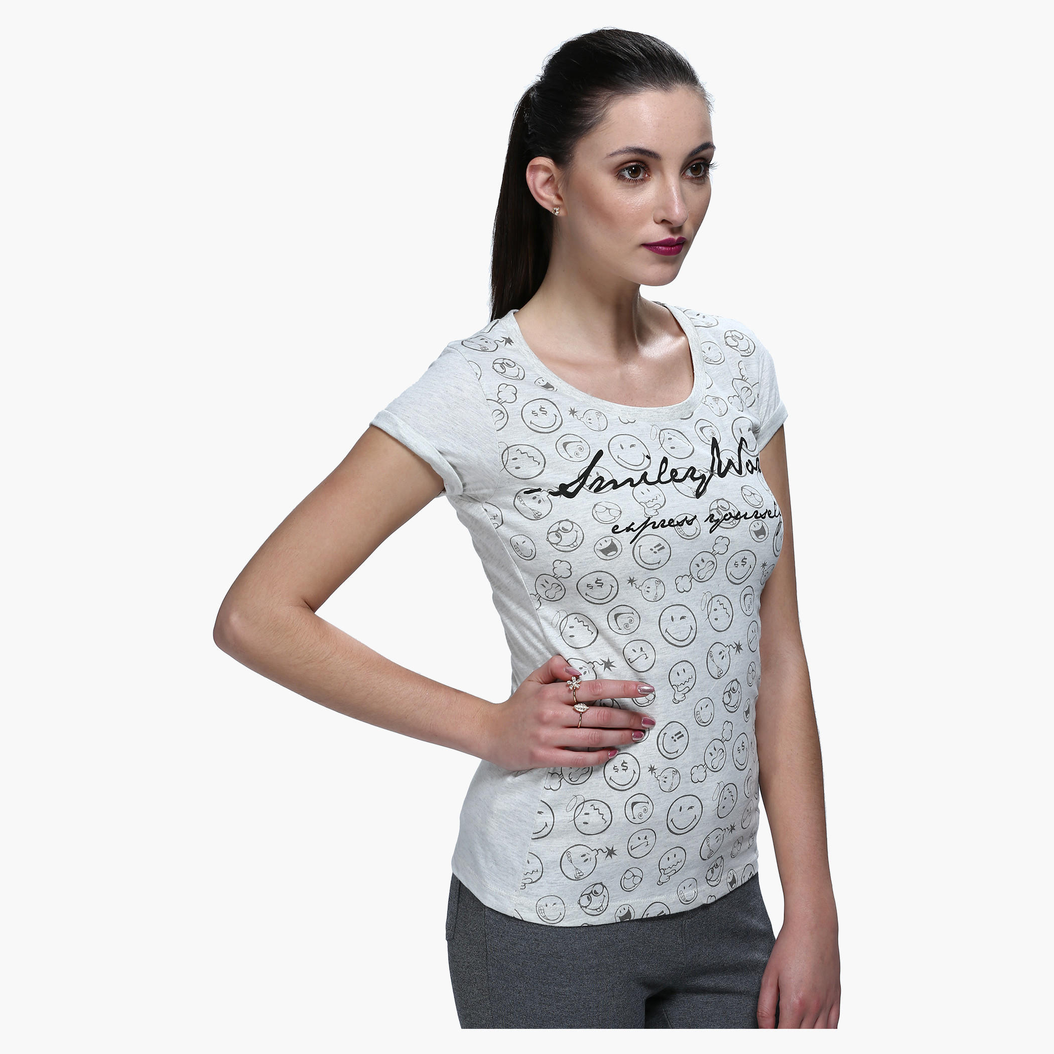 Smiley World Printed Short Sleeves T-Shirt-women-clothing-tshirts-image-3