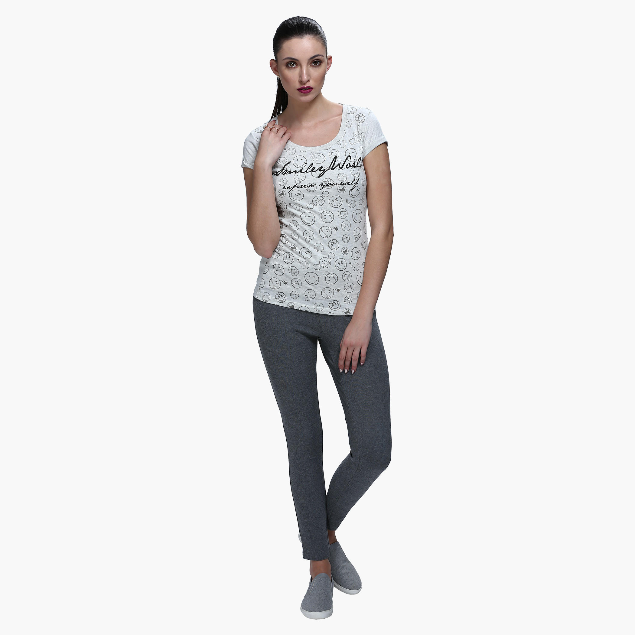Smiley World Printed Short Sleeves T-Shirt-women-clothing-tshirts-image-5