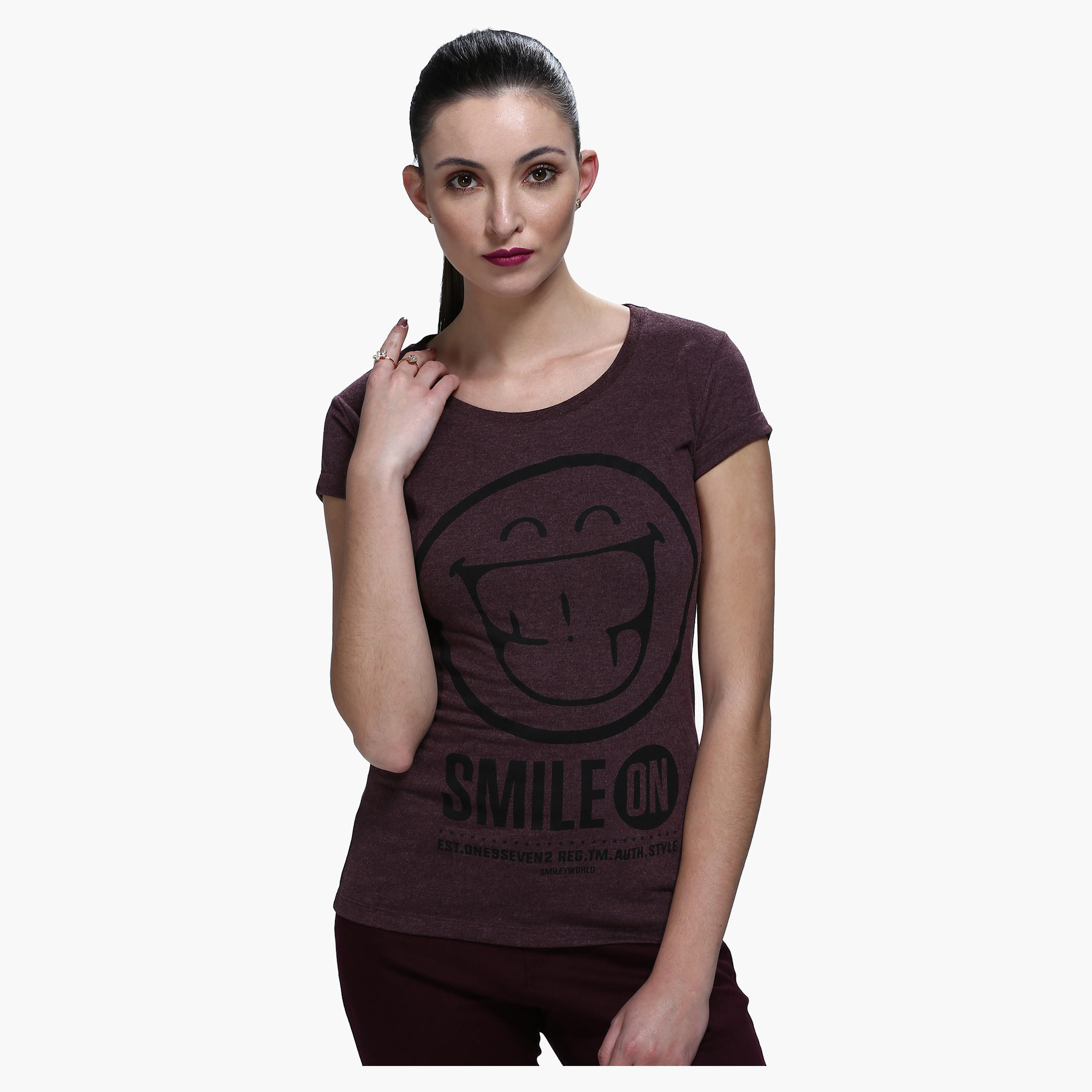 Smiley World Graphic Print Short Sleeves T-Shirt-women-clothing-tshirts-image-1