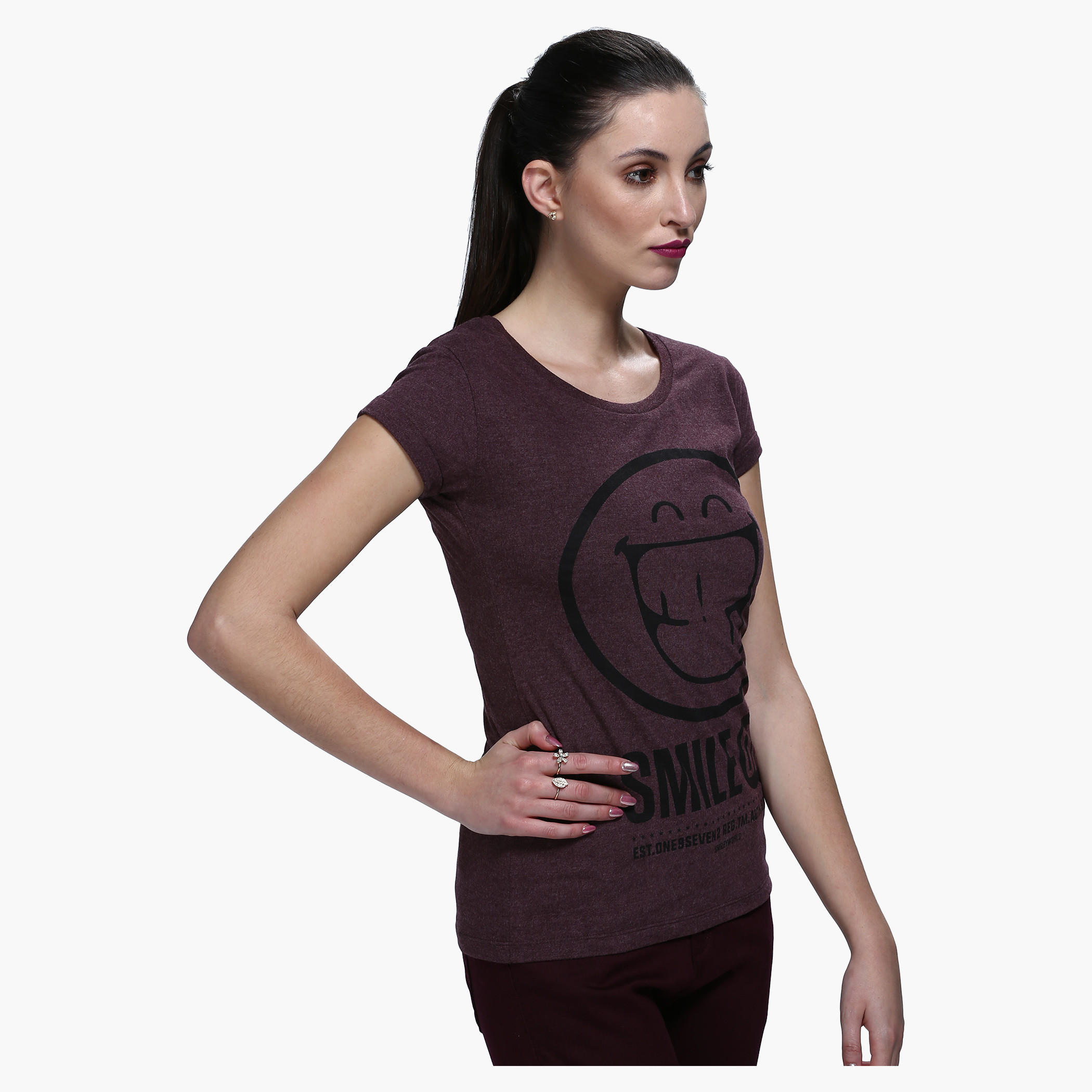 Smiley World Graphic Print Short Sleeves T-Shirt-women-clothing-tshirts-image-3