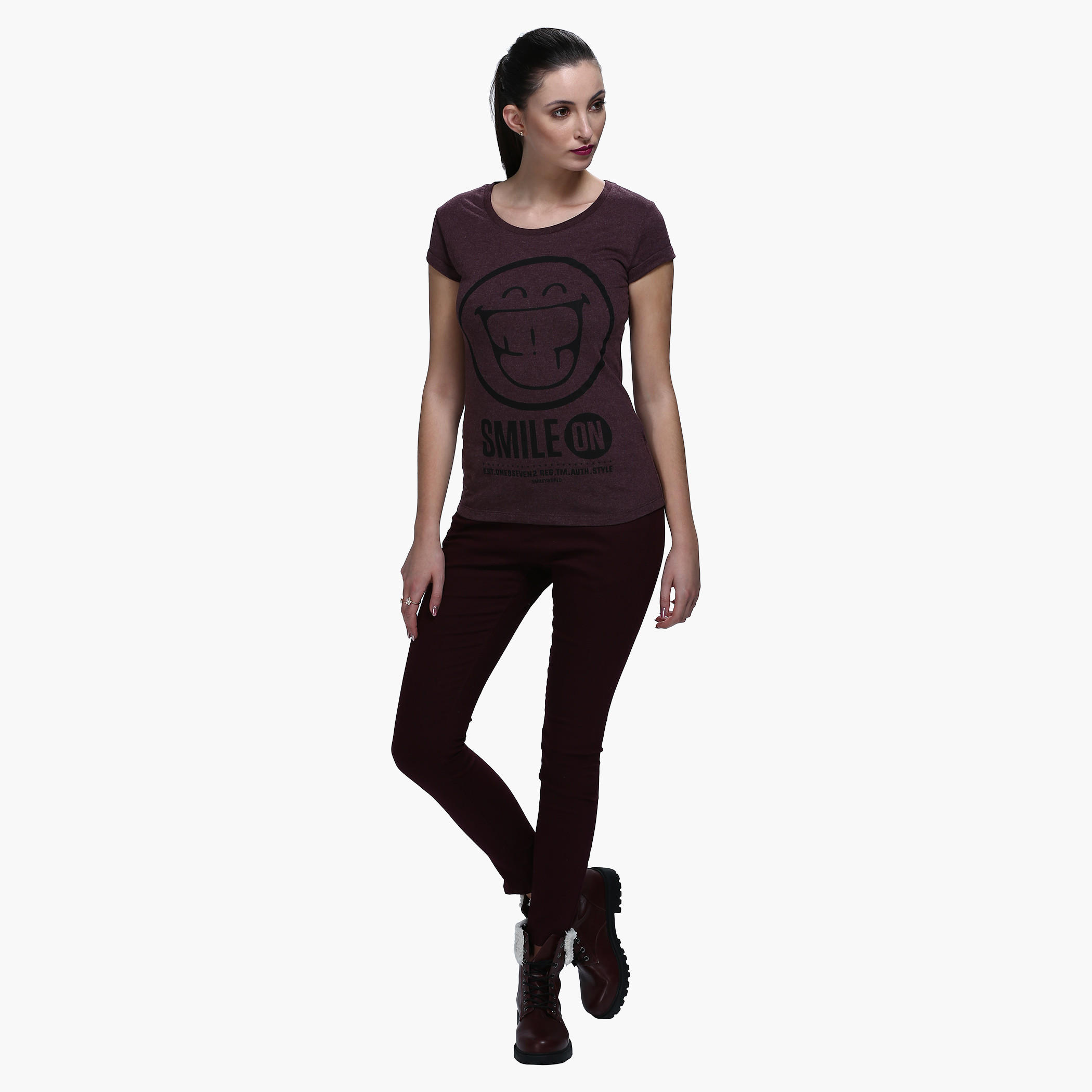 Smiley World Graphic Print Short Sleeves T-Shirt-women-clothing-tshirts-image-5