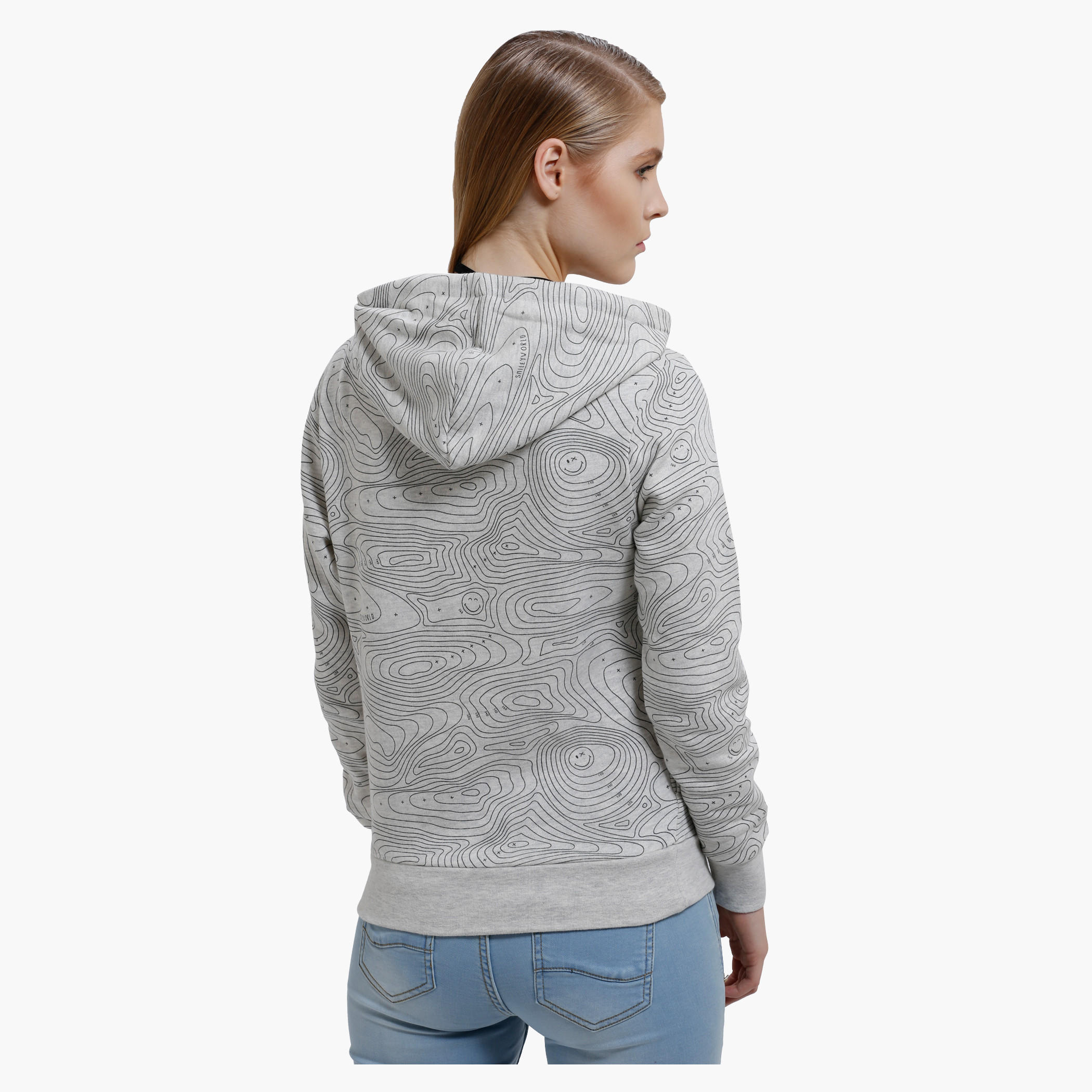 Smiley World Printed Sweatshirt with Hood and Long Sleeves-women-winterwear-hoodiesandsweatshirts-hoodies-image-2