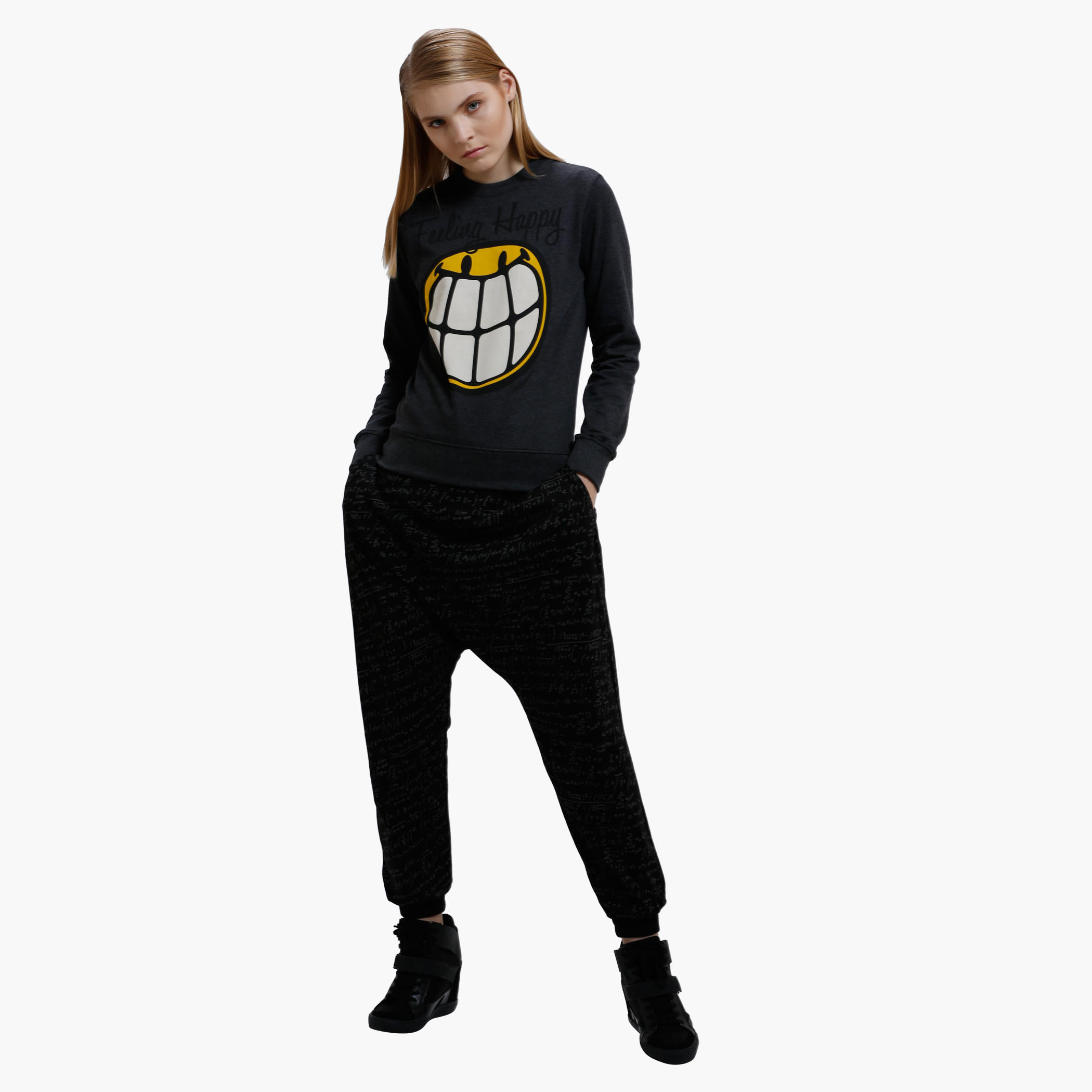 Smiley World Printed Pants with Elasticised Cuffs-women-clothing-bottoms-trousers-image-5