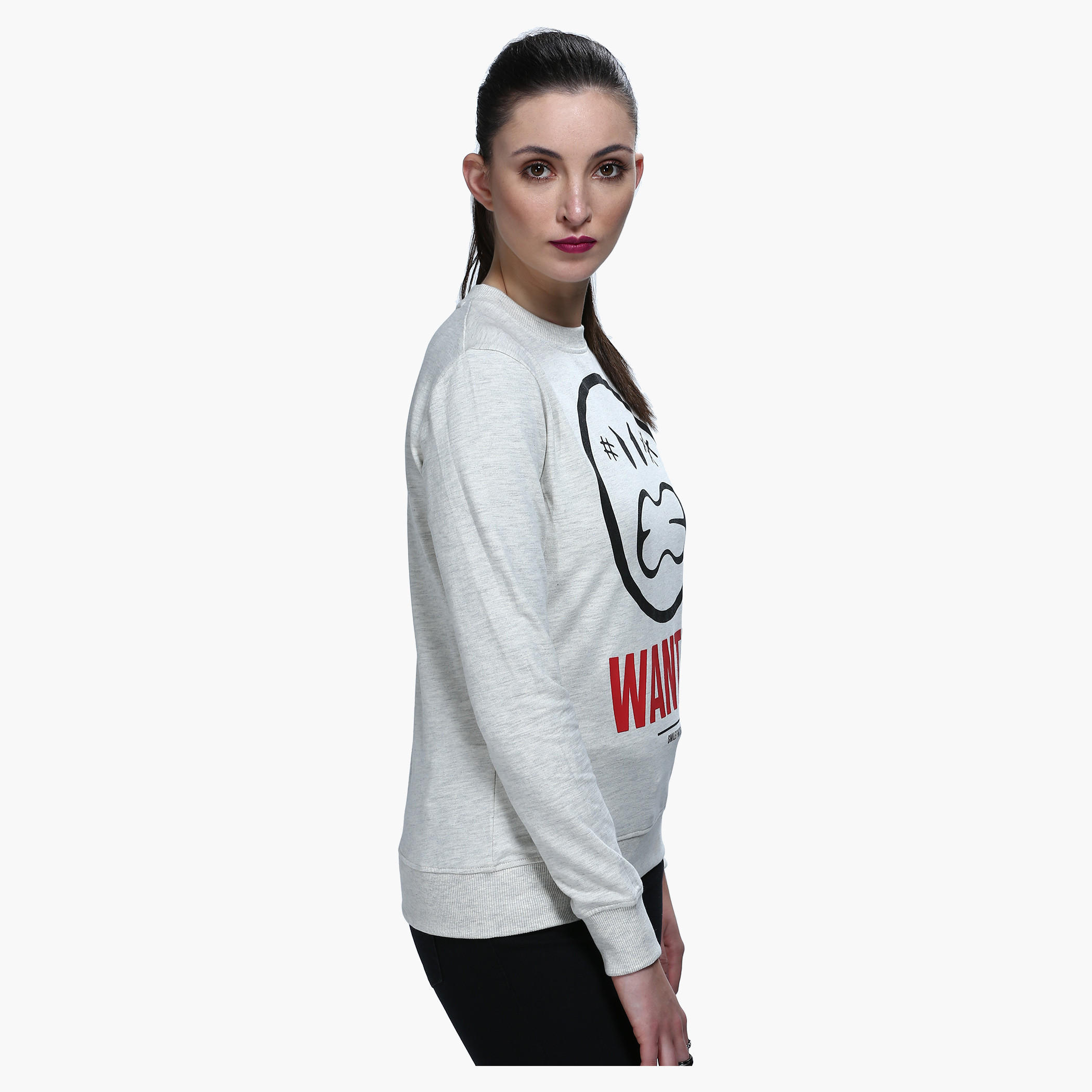 Smiley World Graphic Print Short Sleeves Sweatshirt-women-winterwear-hoodiesandsweatshirts-sweatshirts-image-3