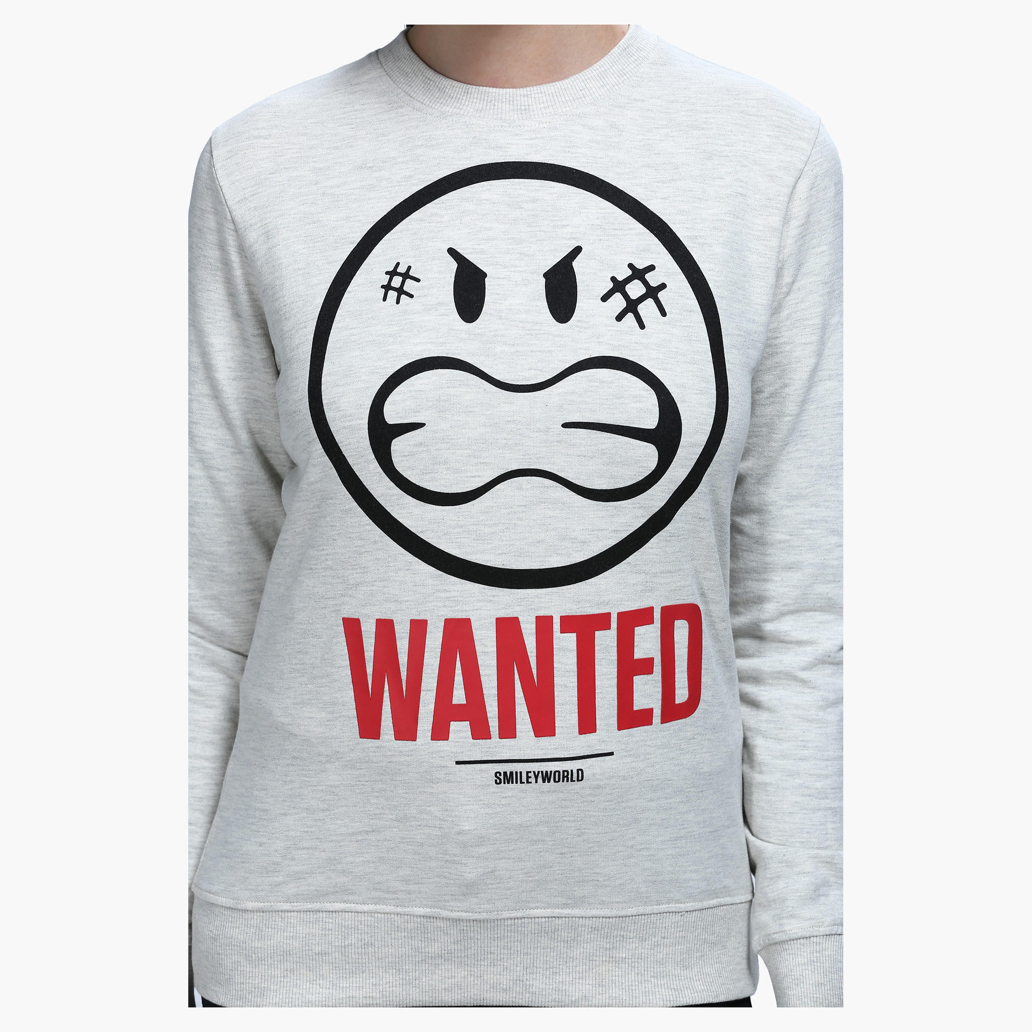 Smiley World Graphic Print Short Sleeves Sweatshirt-women-winterwear-hoodiesandsweatshirts-sweatshirts-image-4