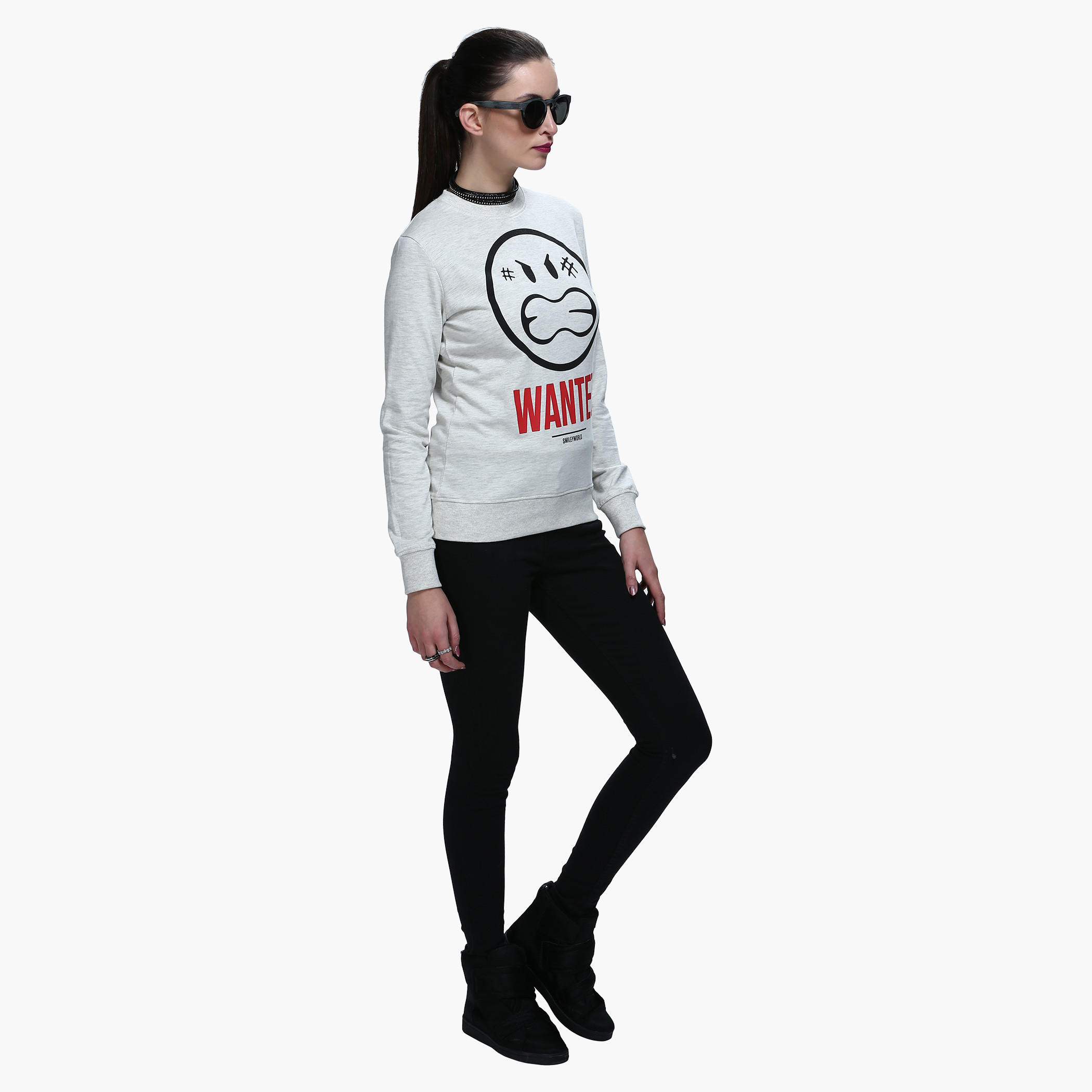 Smiley World Graphic Print Short Sleeves Sweatshirt-women-winterwear-hoodiesandsweatshirts-sweatshirts-image-5