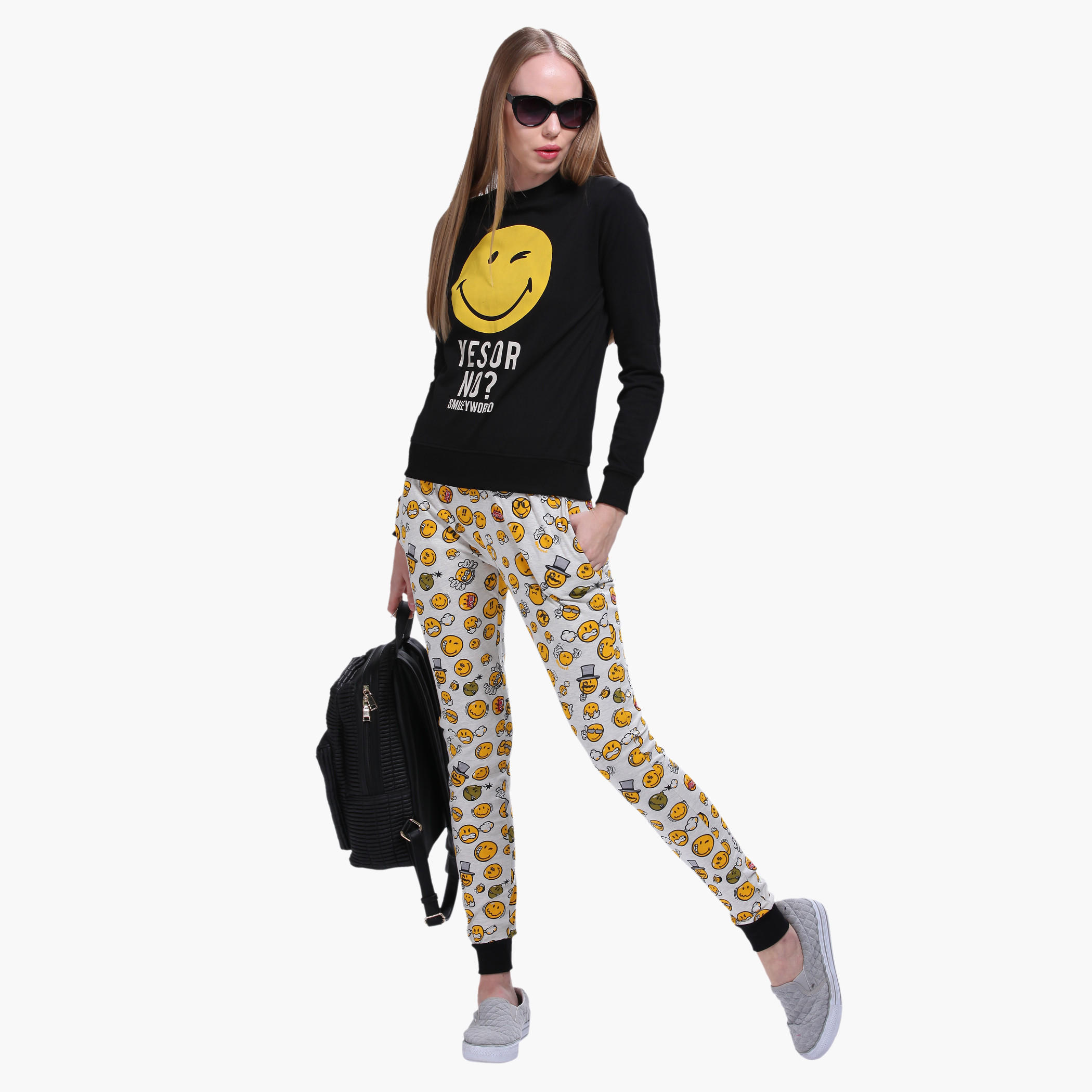 Smiley World Printed Sweatshirt with Long Sleeves-women-winterwear-hoodiesandsweatshirts-sweatshirts-image-5