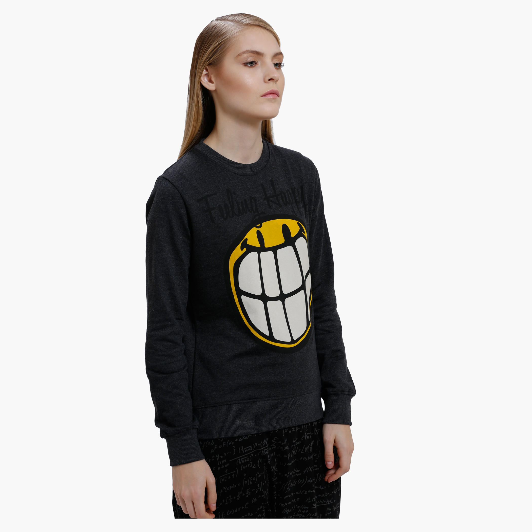 Smiley World Printed Sweatshirt with Round Neck and Long Sleeves-women-winterwear-hoodiesandsweatshirts-sweatshirts-image-3