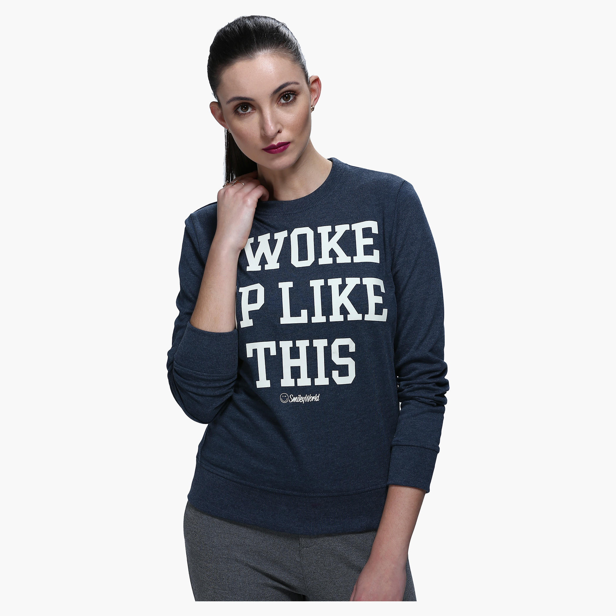Smiley World Printed Long Sleeves Sweatshirt-women-winterwear-hoodiesandsweatshirts-sweatshirts-image-1