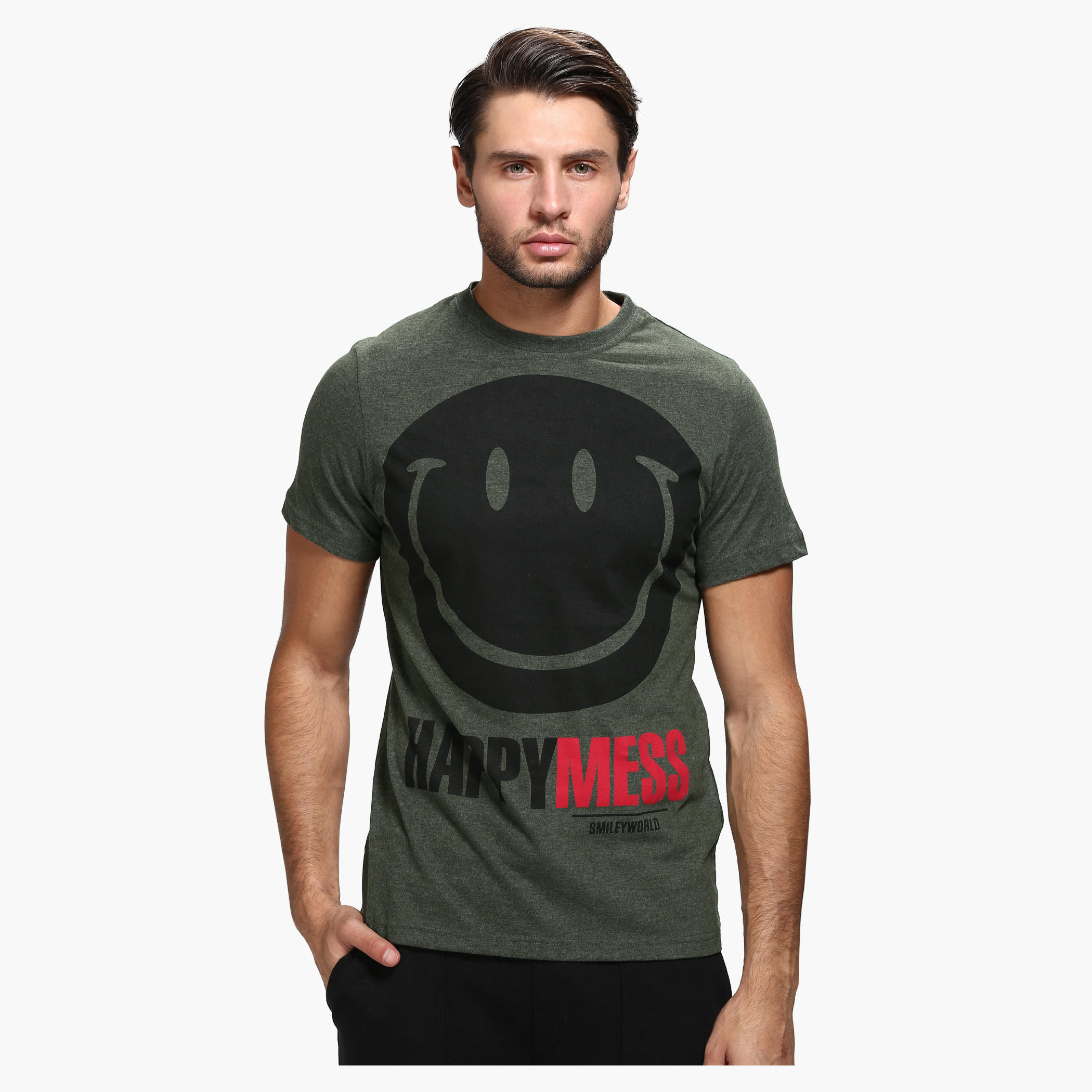 Smiley World Graphic Print T-Shirt with Short Sleeves-men-clothing-tshirtsandpolos-tshirts-image-1