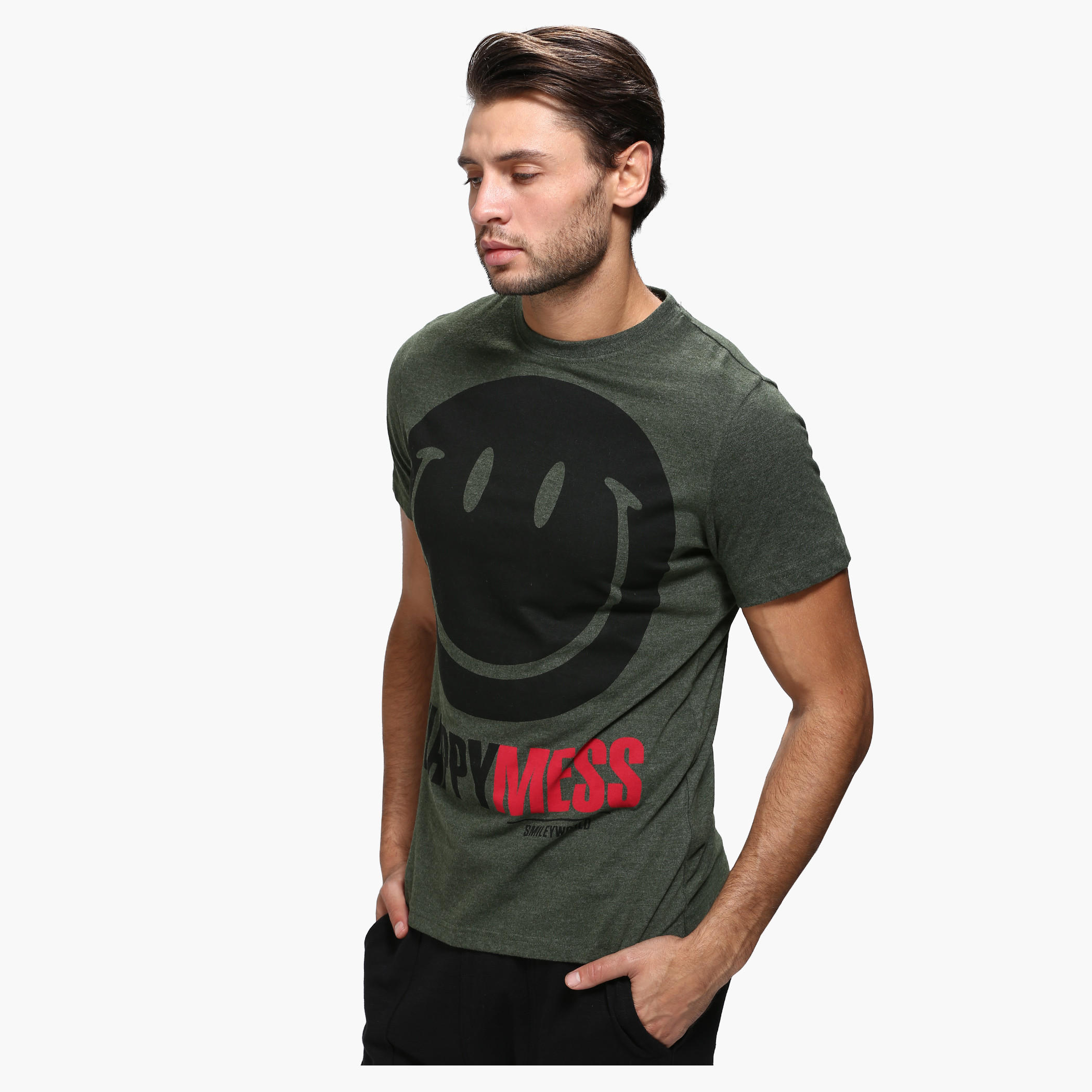 Smiley World Graphic Print T-Shirt with Short Sleeves-men-clothing-tshirtsandpolos-tshirts-image-3