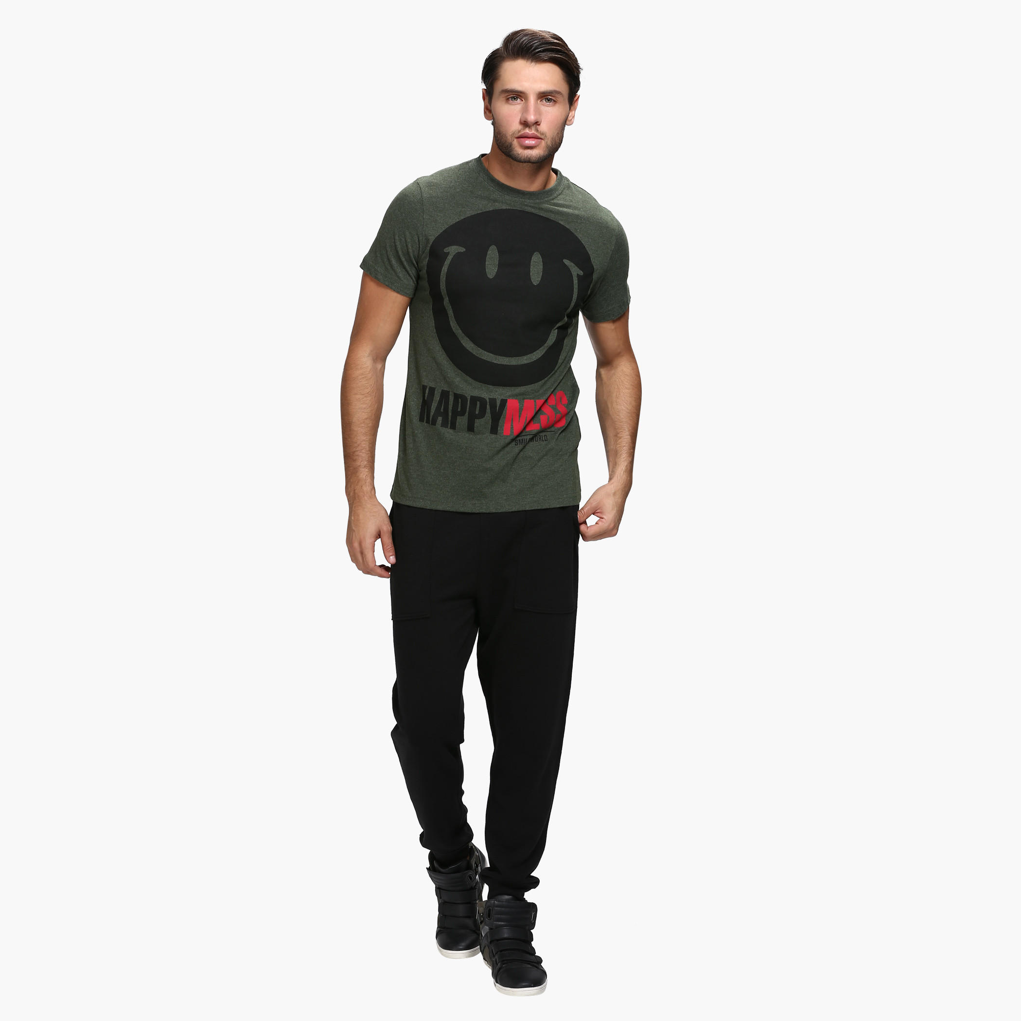 Smiley World Graphic Print T-Shirt with Short Sleeves-men-clothing-tshirtsandpolos-tshirts-image-5