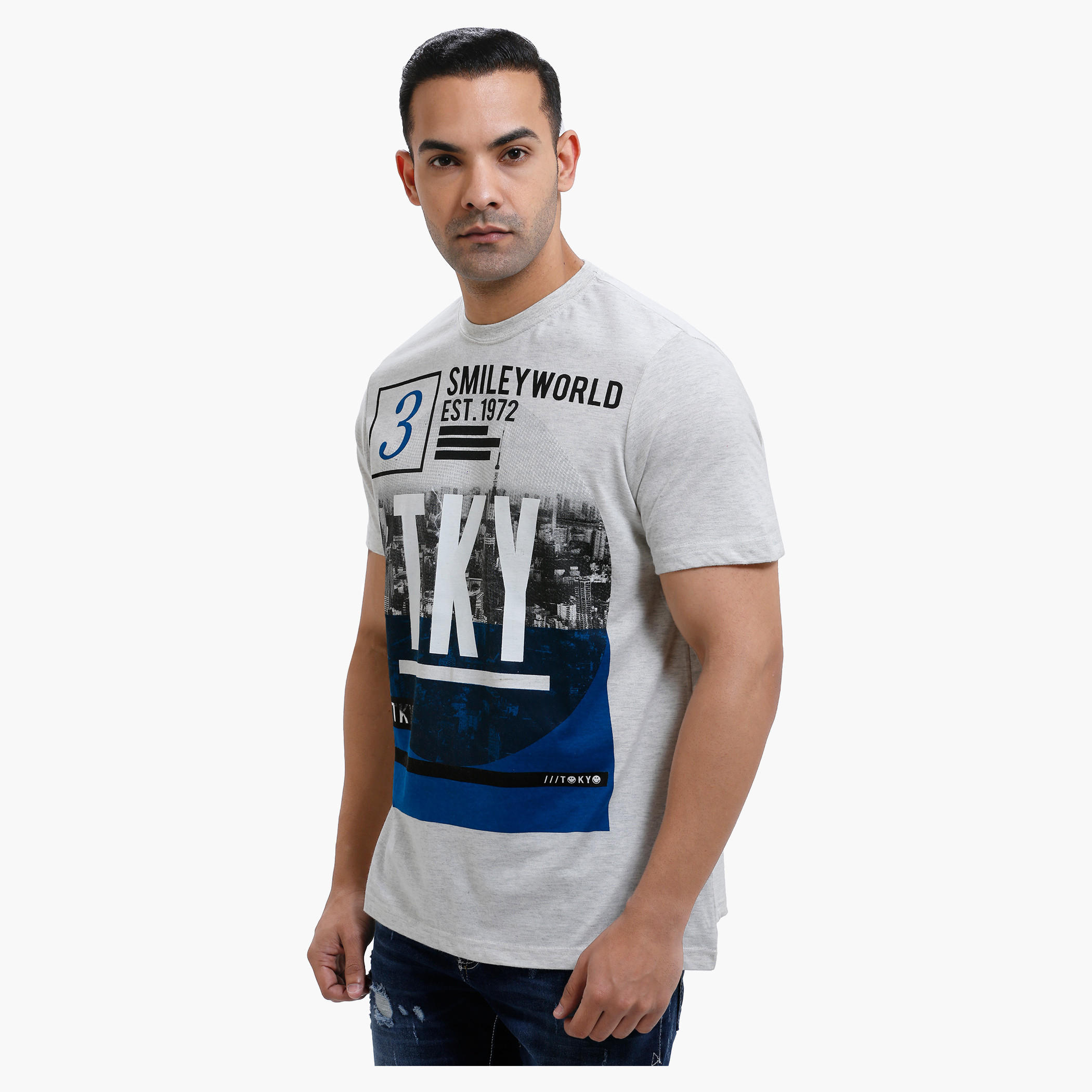 Smiley World Graphic Print T-Shirt with Short Sleeves-men-clothing-tshirtsandpolos-tshirts-image-1