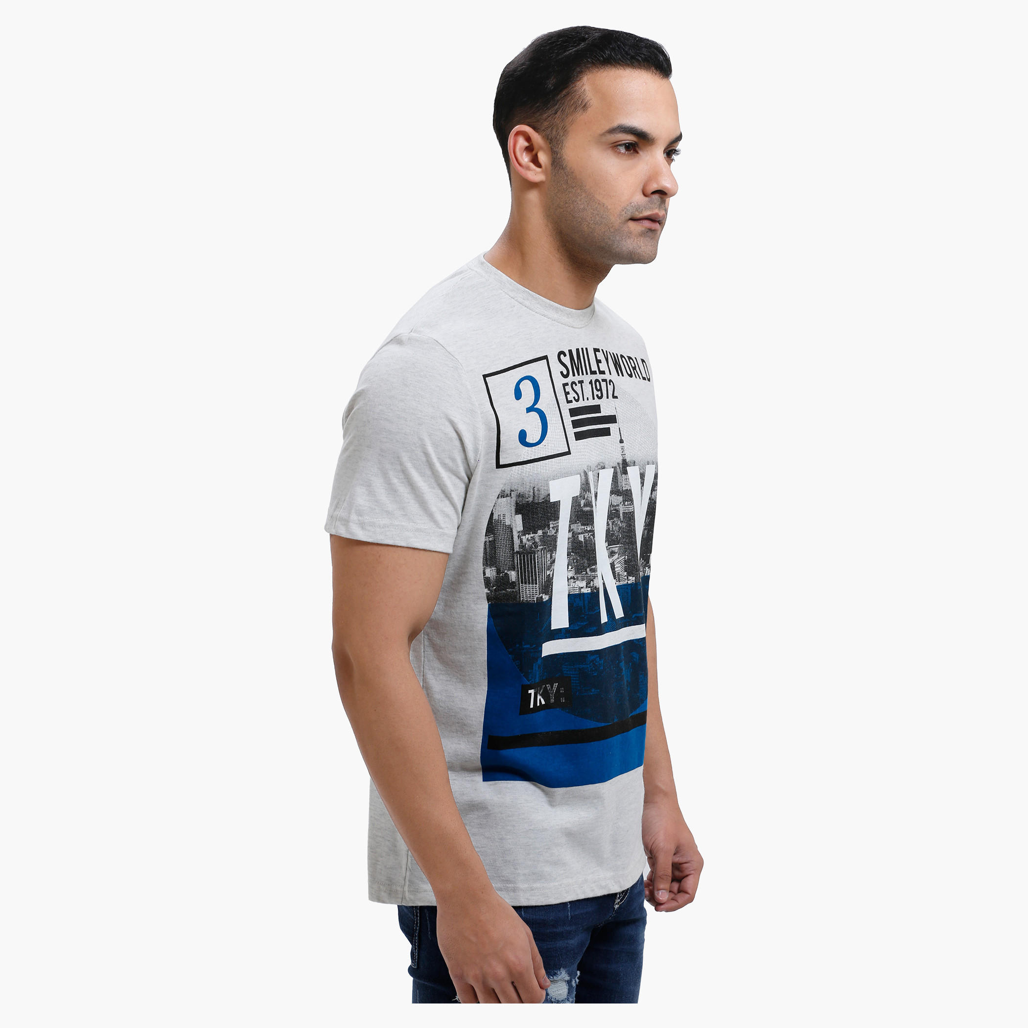 Smiley World Graphic Print T-Shirt with Short Sleeves-men-clothing-tshirtsandpolos-tshirts-image-3