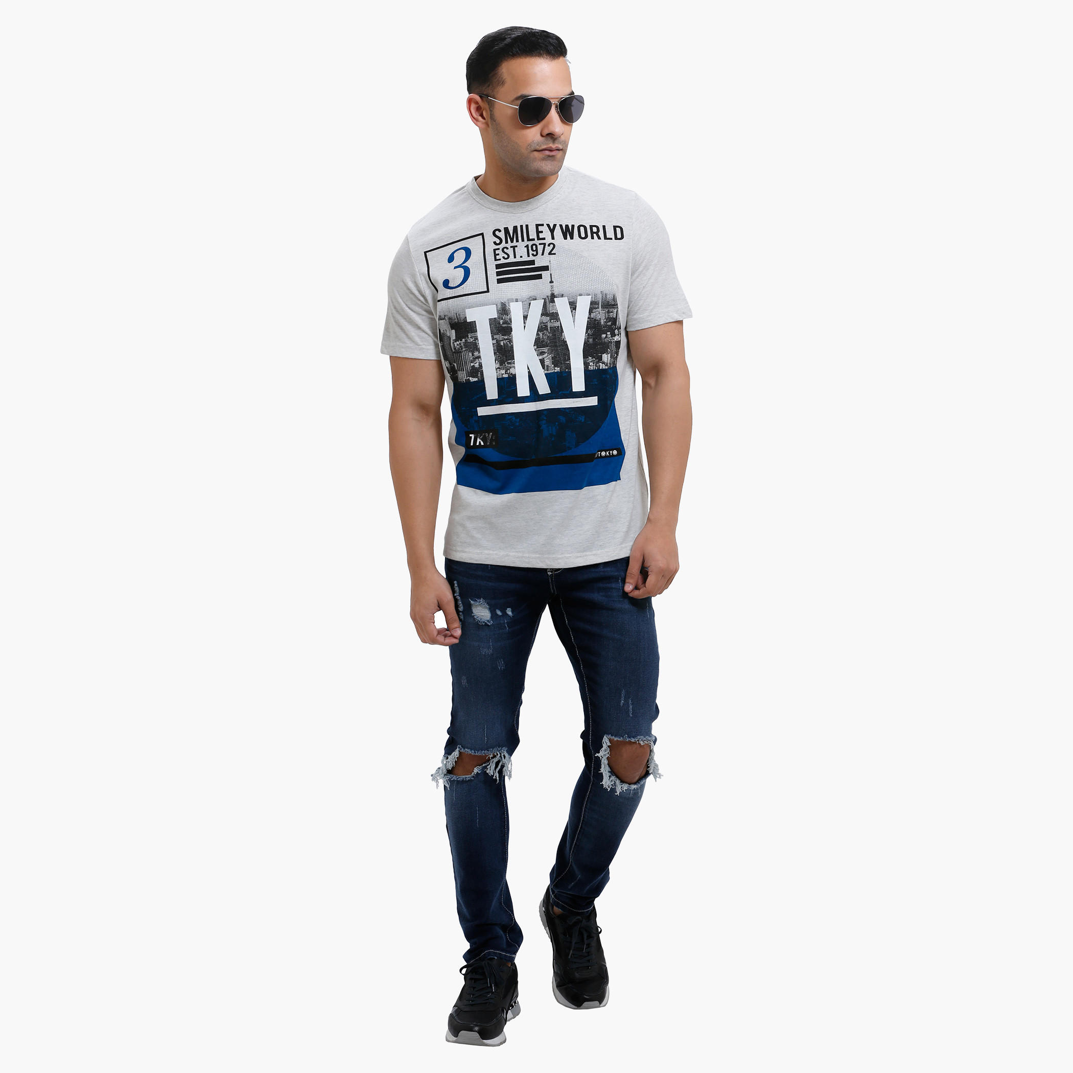 Smiley World Graphic Print T-Shirt with Short Sleeves-men-clothing-tshirtsandpolos-tshirts-image-5
