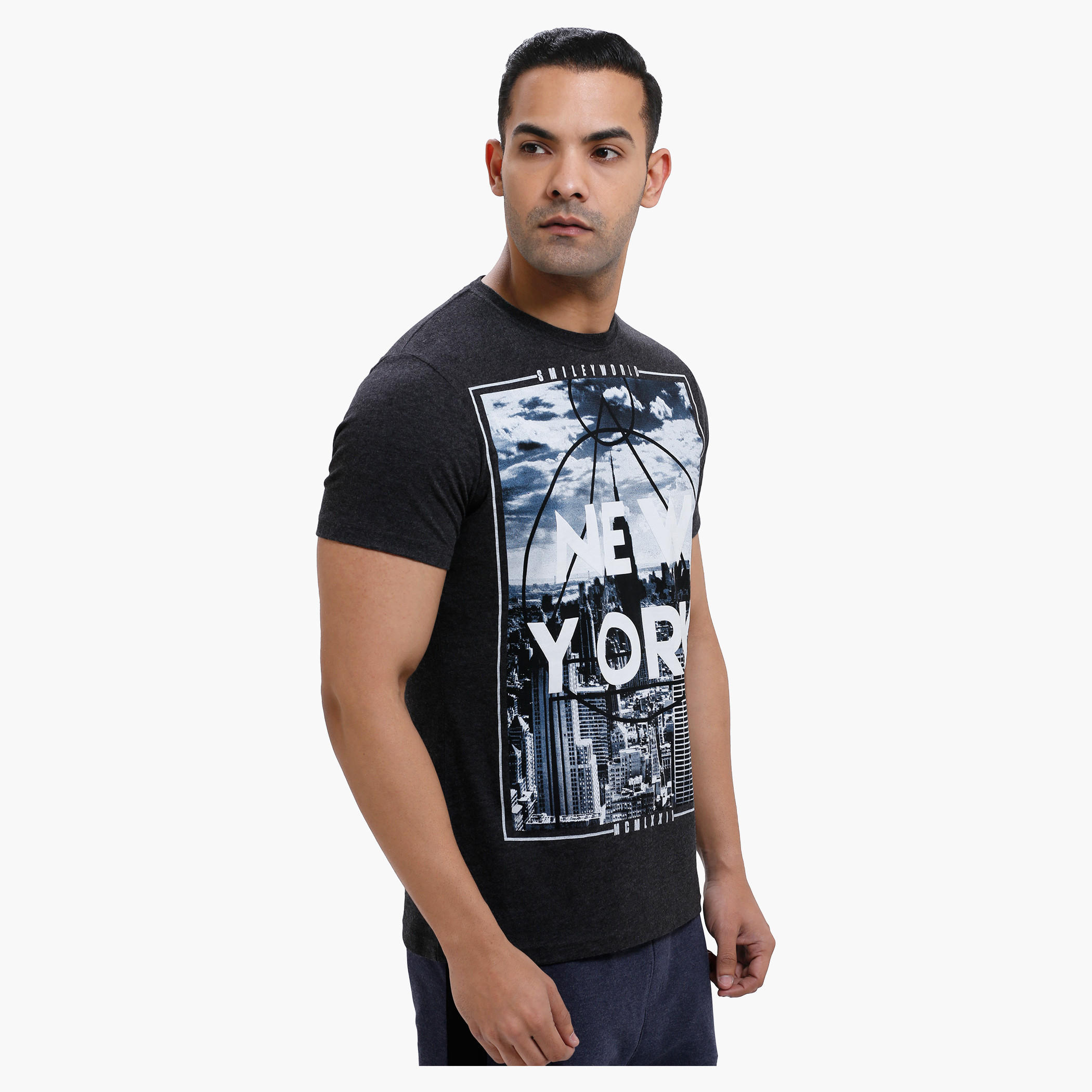 Smiley World Graphic Print T-Shirt with Short Sleeves-men-clothing-tshirtsandpolos-tshirts-image-2