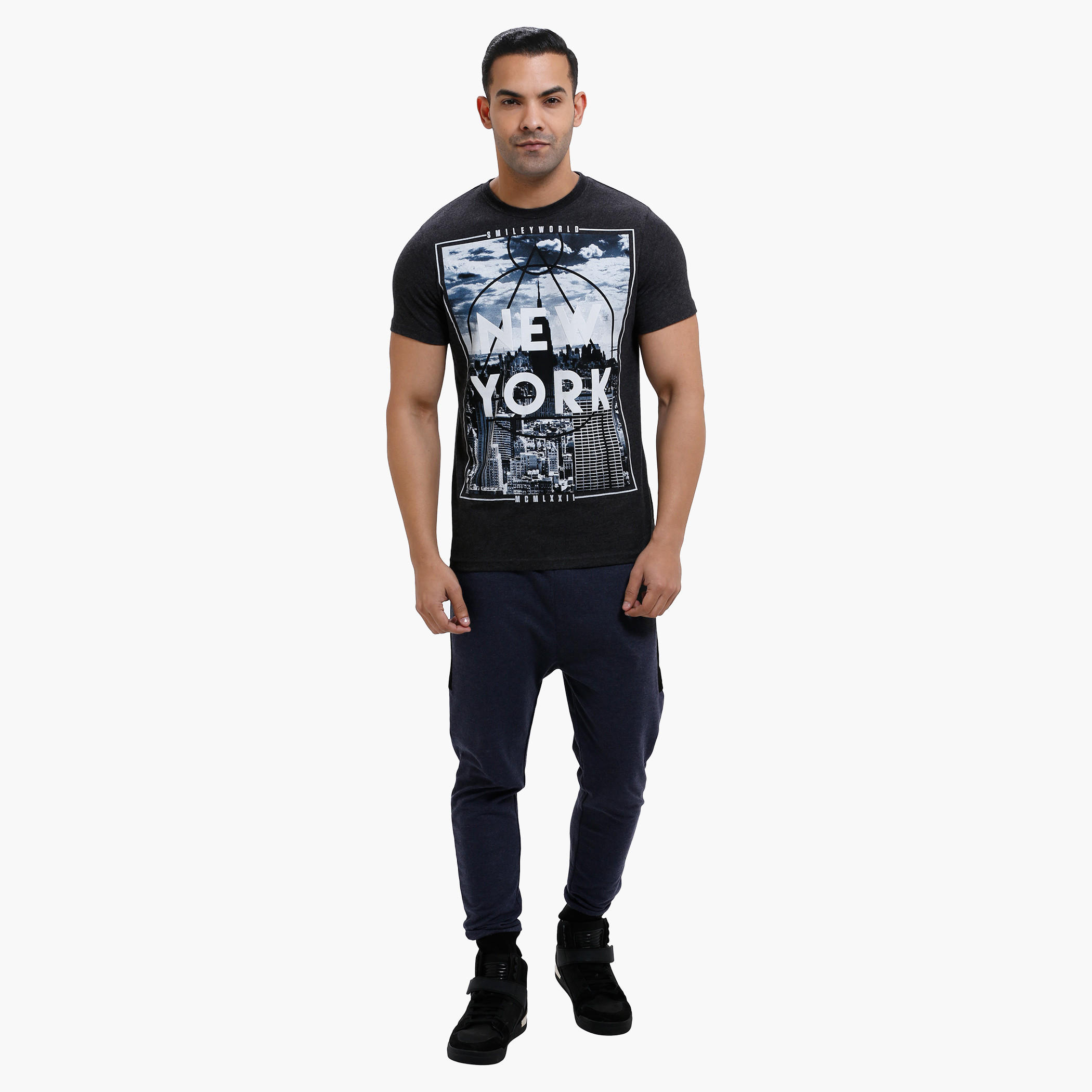 Smiley World Graphic Print T-Shirt with Short Sleeves-men-clothing-tshirtsandpolos-tshirts-image-5