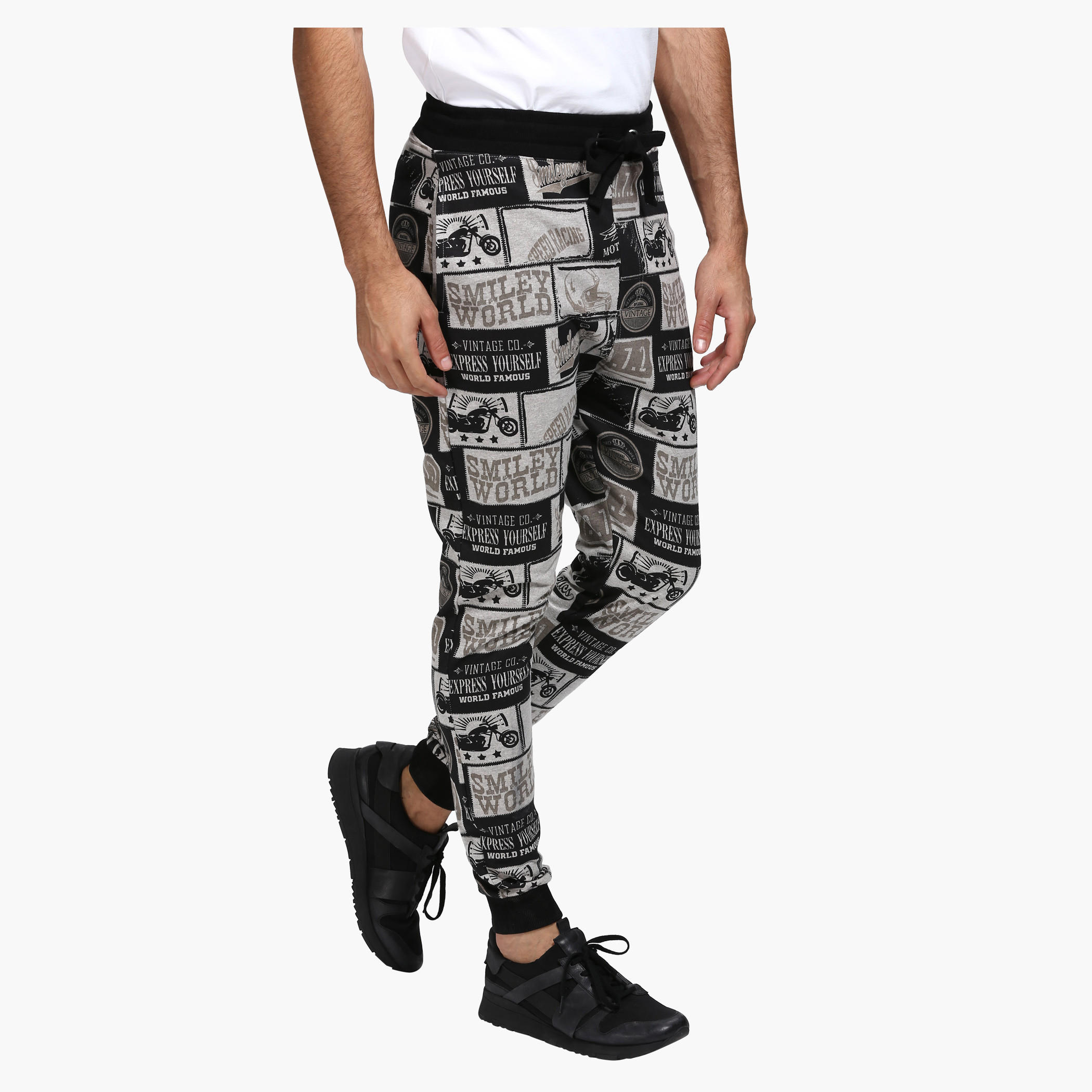 Smiley World Printed Joggers with Elasticised Waistband-men-clothing-bottoms-joggers-image-3