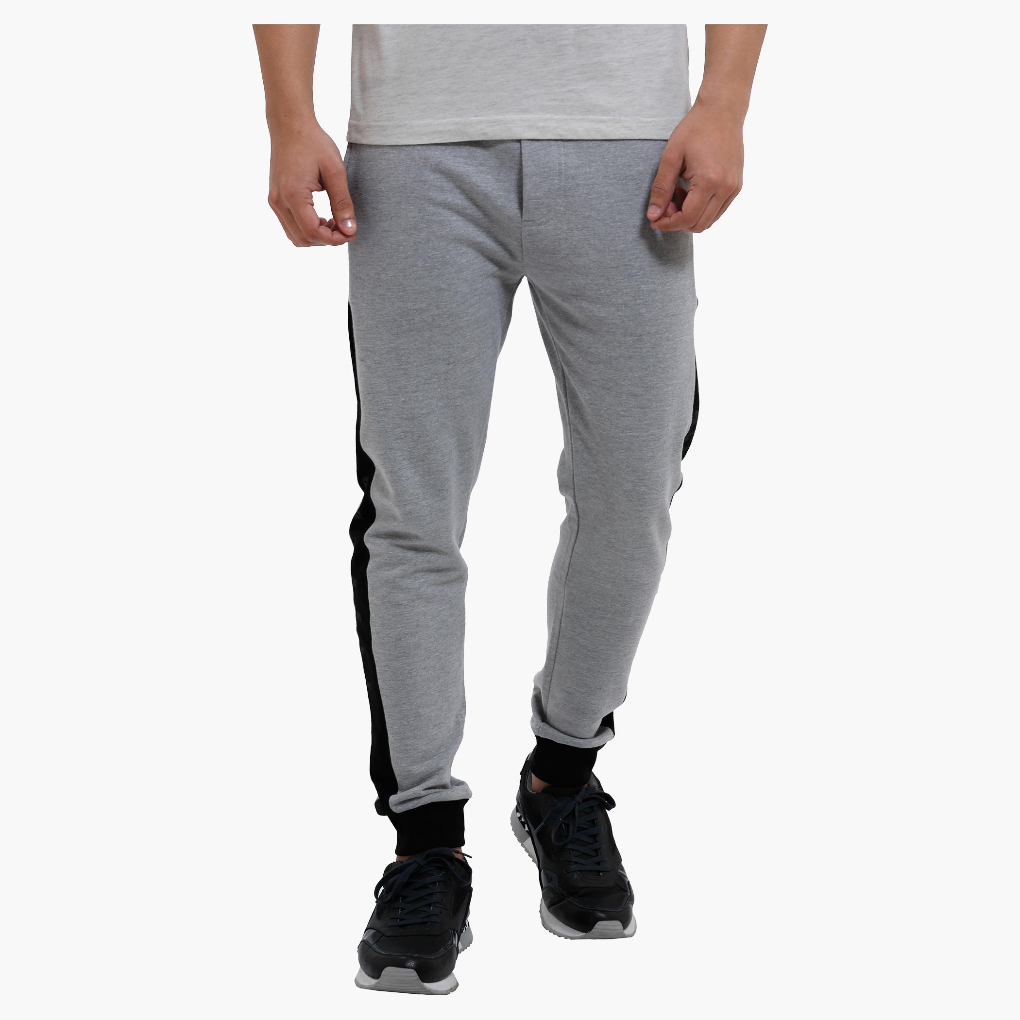 Smiley World Melange Jog Pants with Side Panels-men-clothing-bottoms-joggers-image-1