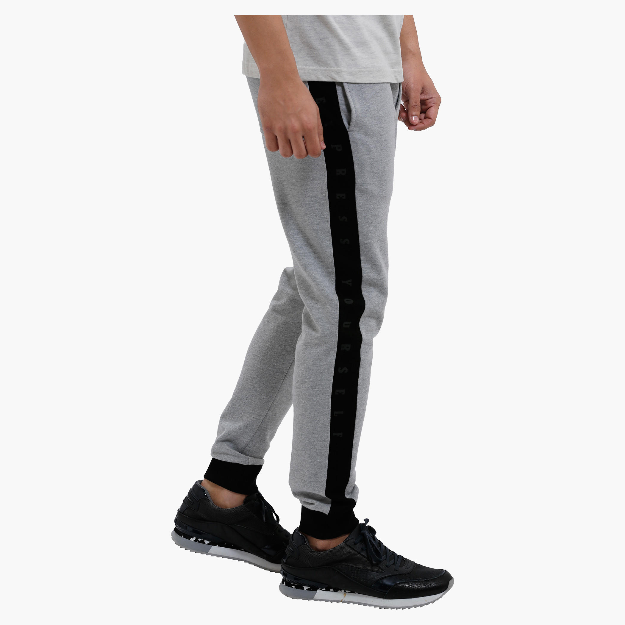 Smiley World Melange Jog Pants with Side Panels-men-clothing-bottoms-joggers-image-3