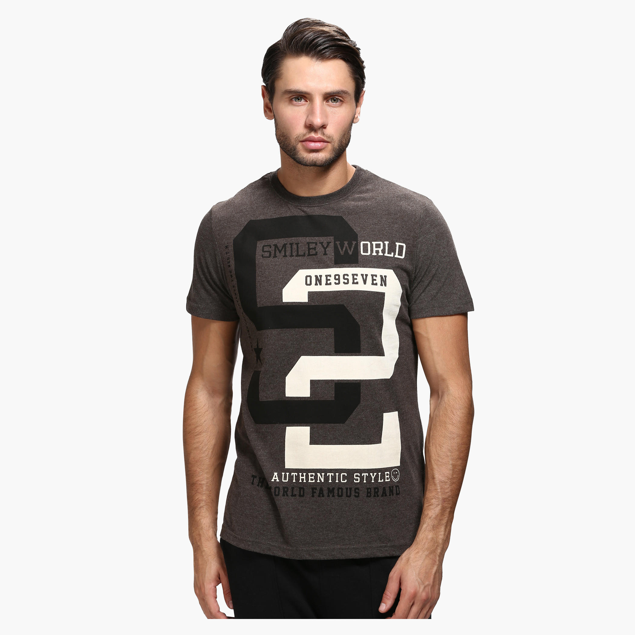 Smiley World Graphic Print T-Shirt with Short Sleeves-men-clothing-tshirtsandpolos-tshirts-image-5