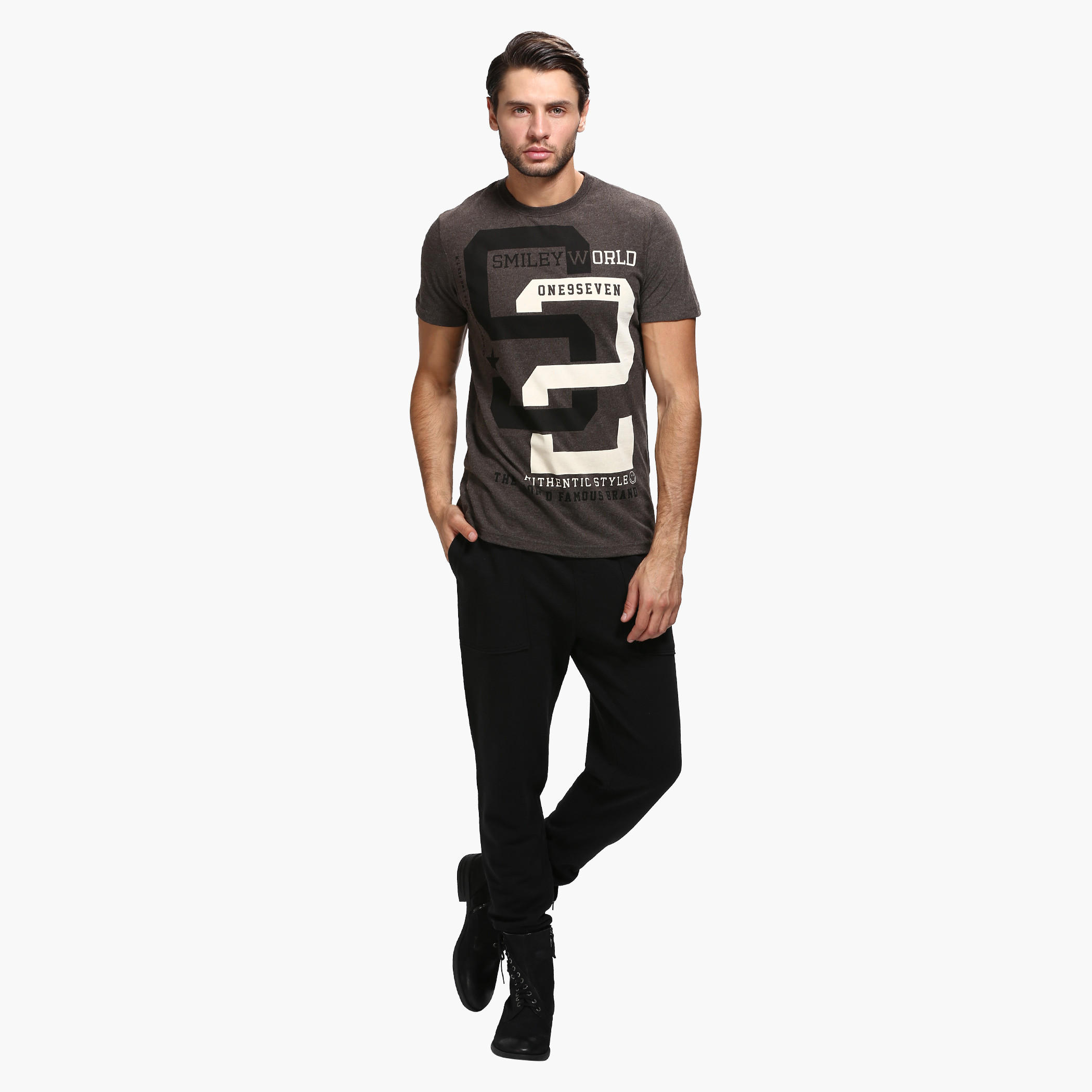 Smiley World Graphic Print T-Shirt with Short Sleeves-men-clothing-tshirtsandpolos-tshirts-image-5