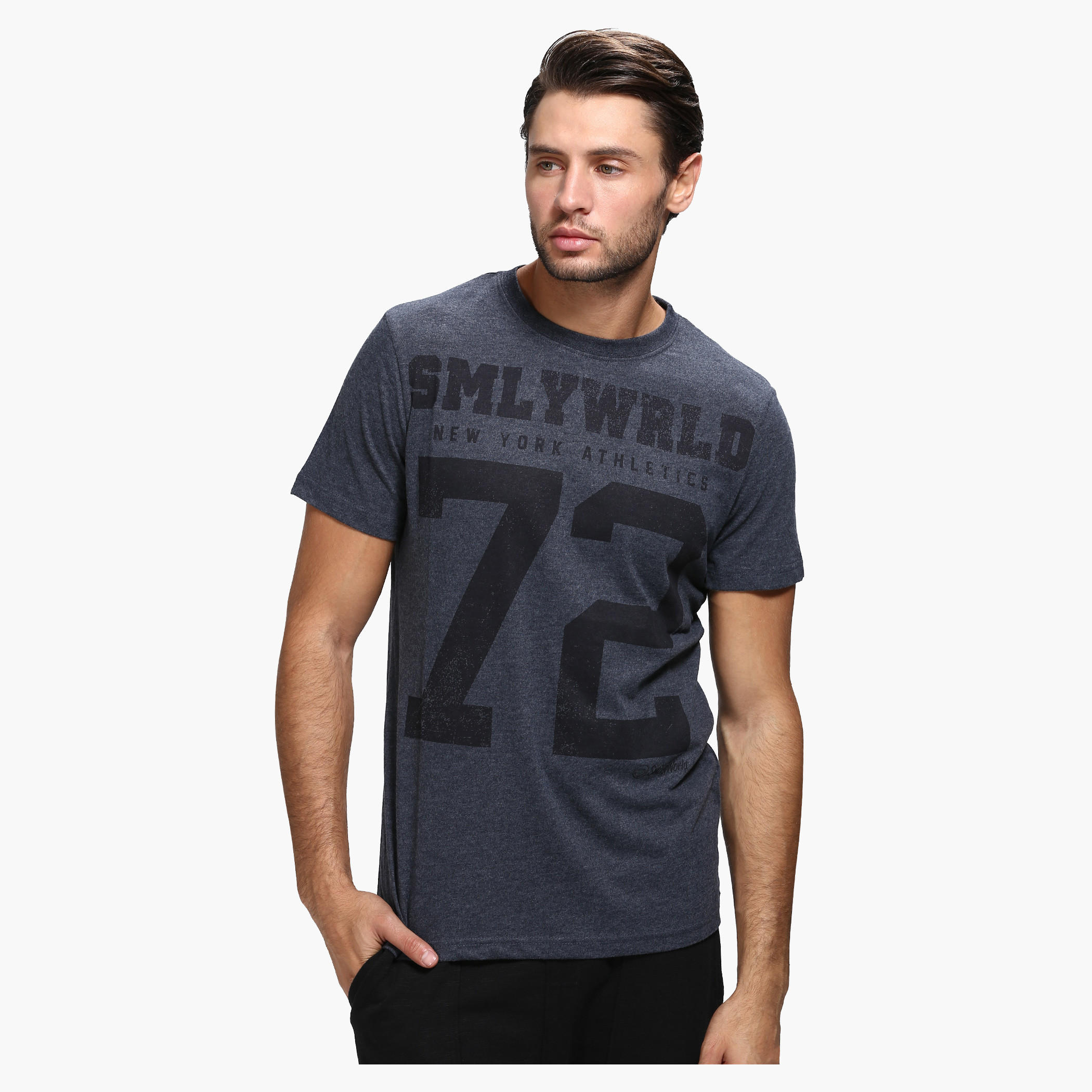 Smiley World Casual Crew Neck T-Shirt with Short Sleeves-men-clothing-tshirtsandpolos-tshirts-image-1