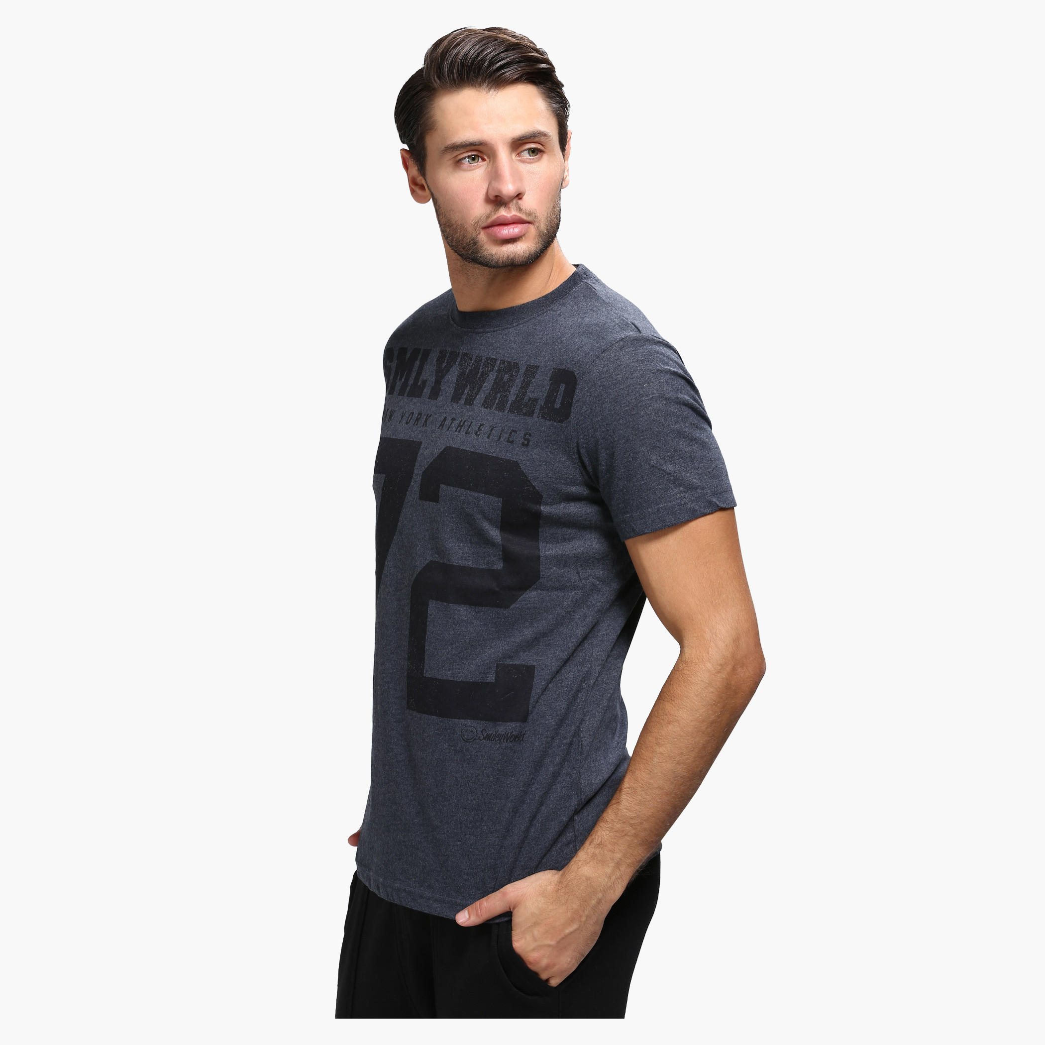 Smiley World Casual Crew Neck T-Shirt with Short Sleeves-men-clothing-tshirtsandpolos-tshirts-image-3