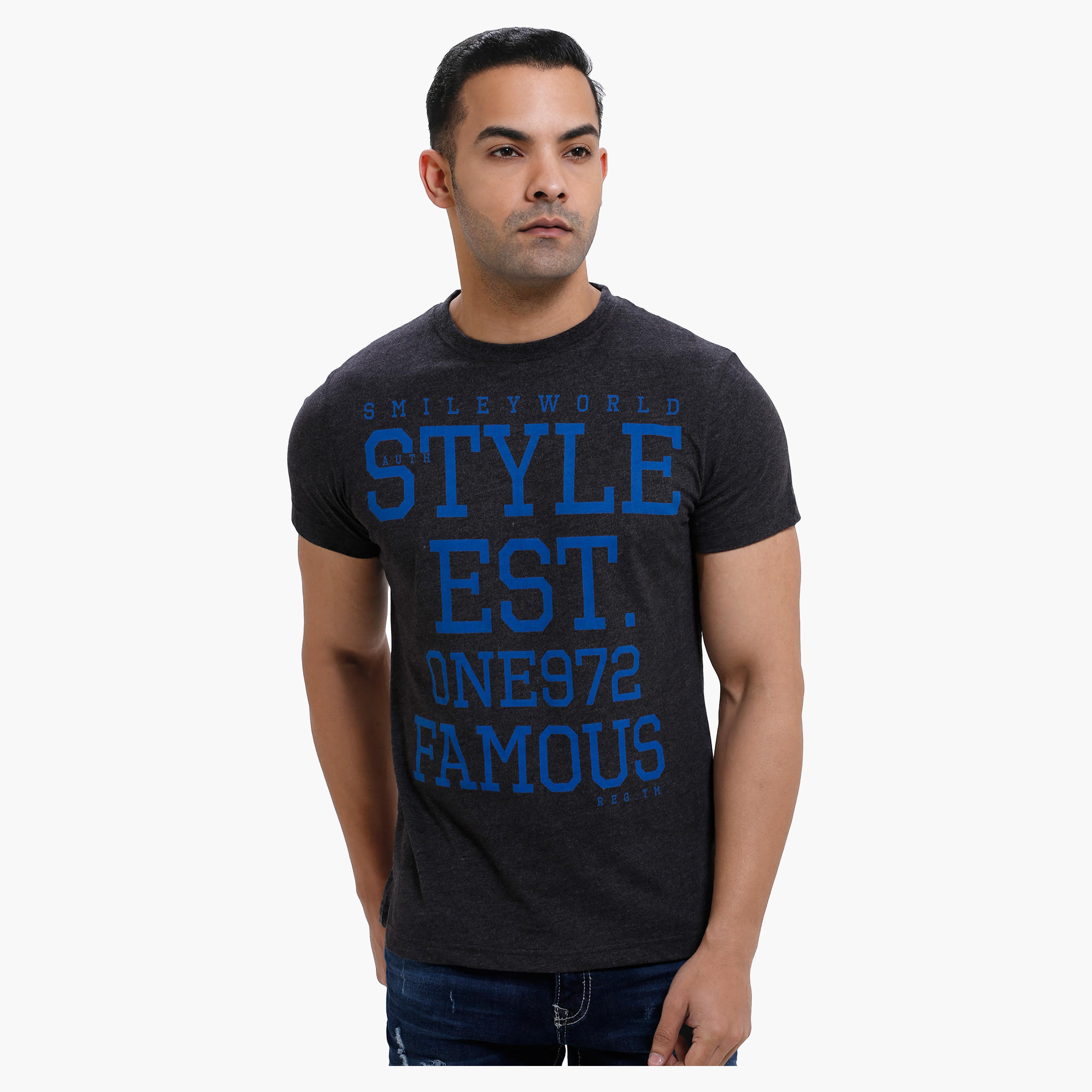 Smiley World Graphic Print T-Shirt with Short Sleeves-men-clothing-tshirtsandpolos-tshirts-image-1