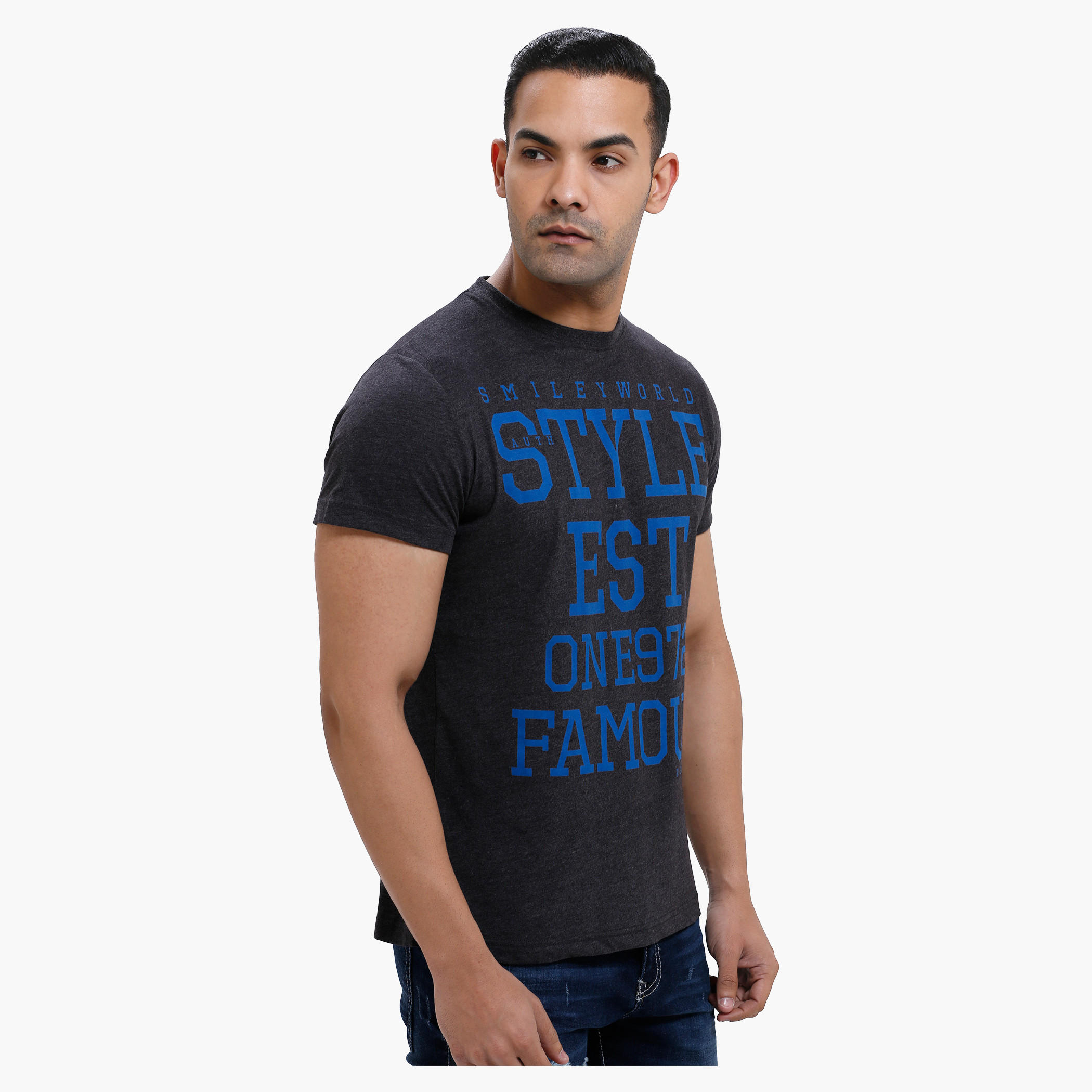 Smiley World Graphic Print T-Shirt with Short Sleeves-men-clothing-tshirtsandpolos-tshirts-image-3