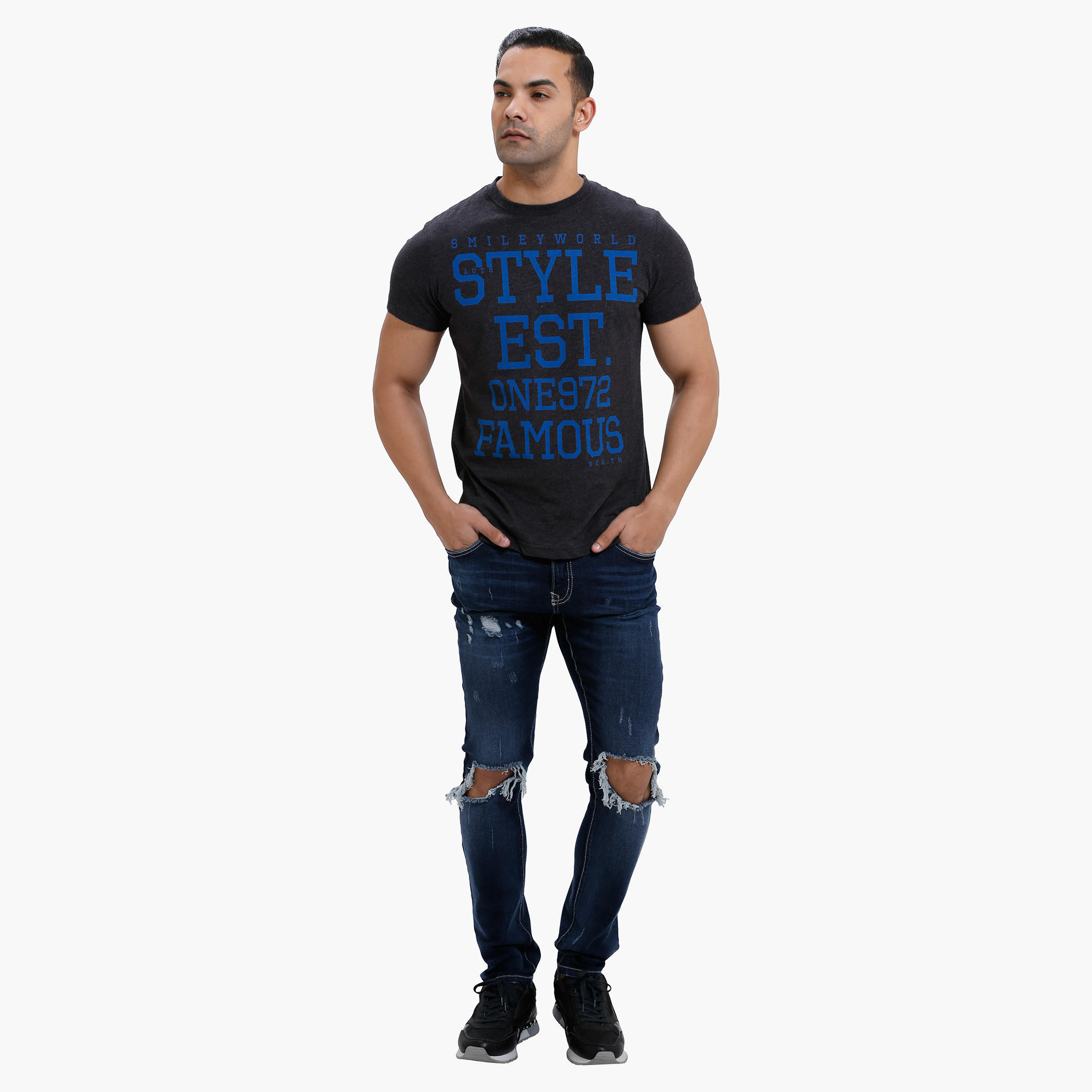 Smiley World Graphic Print T-Shirt with Short Sleeves-men-clothing-tshirtsandpolos-tshirts-image-5