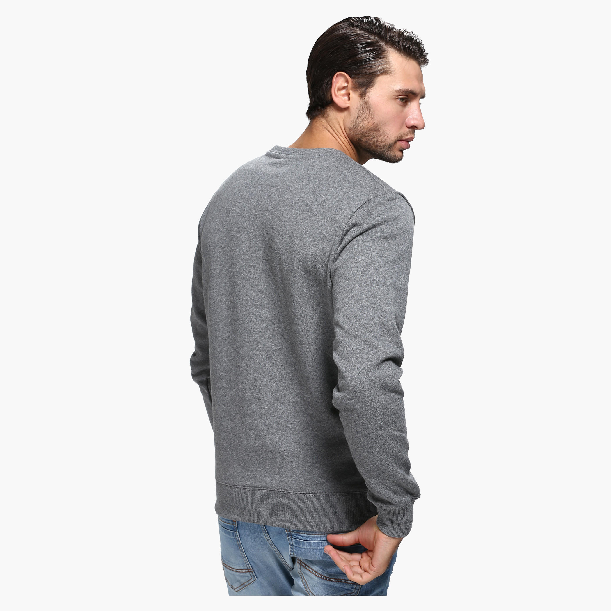 Smiley World Graphic Print Crew Neck Sweatshirt with Long Sleeves-men-winterwear-hoodiesandsweatshirts-image-2