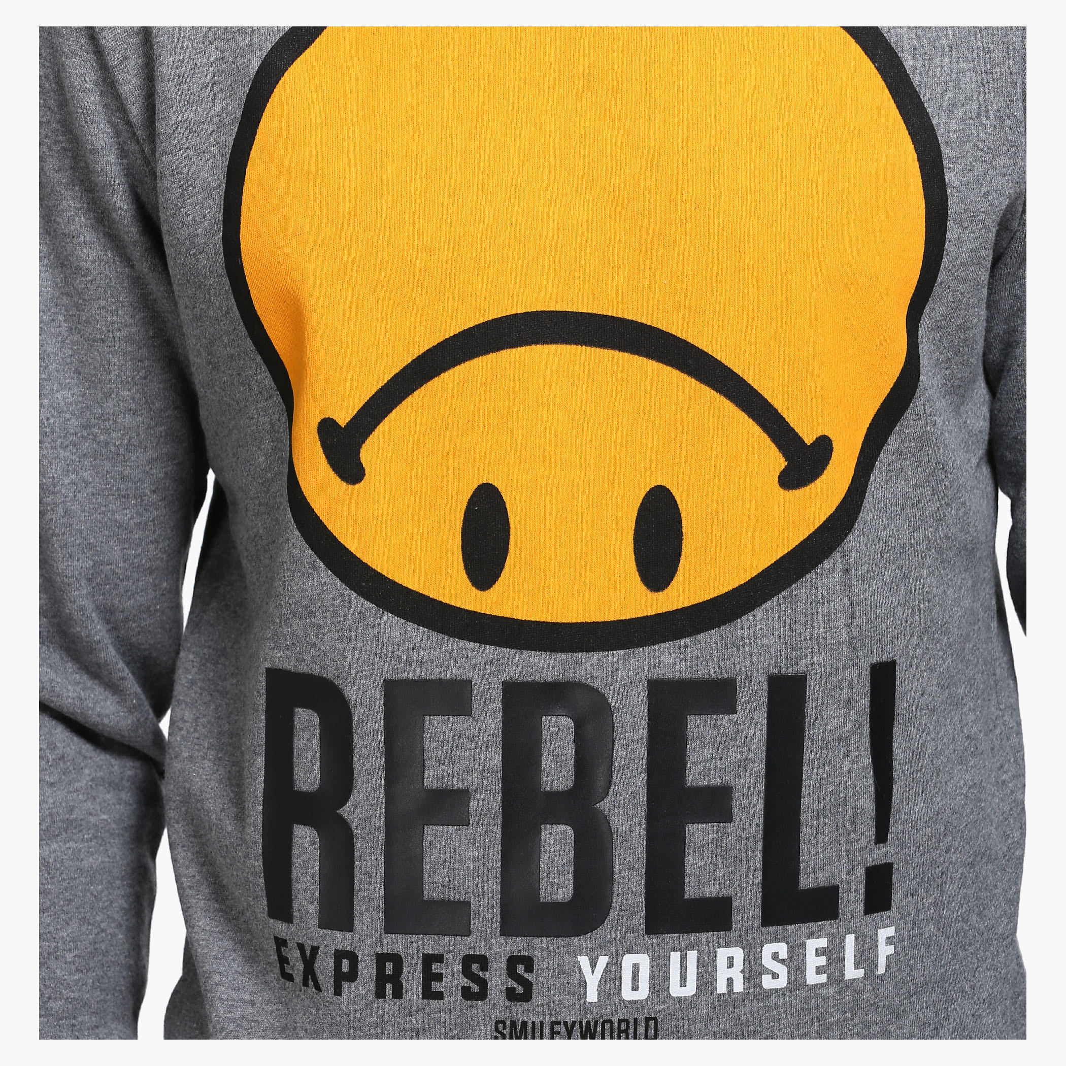 Smiley World Graphic Print Crew Neck Sweatshirt with Long Sleeves-men-winterwear-hoodiesandsweatshirts-image-4