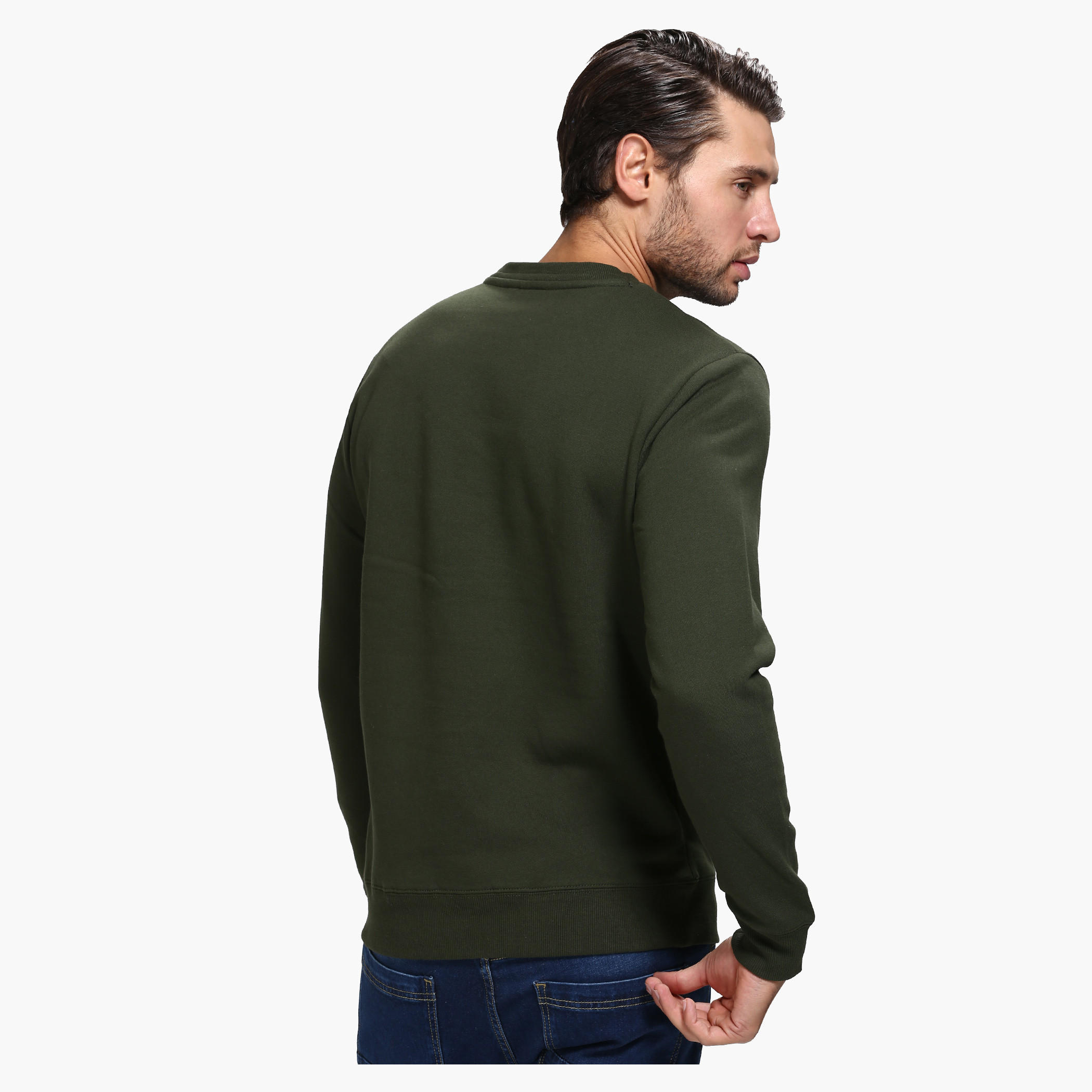Smiley World Graphic Print Crew Neck Sweatshirt with Long Sleeves-men-winterwear-hoodiesandsweatshirts-image-2