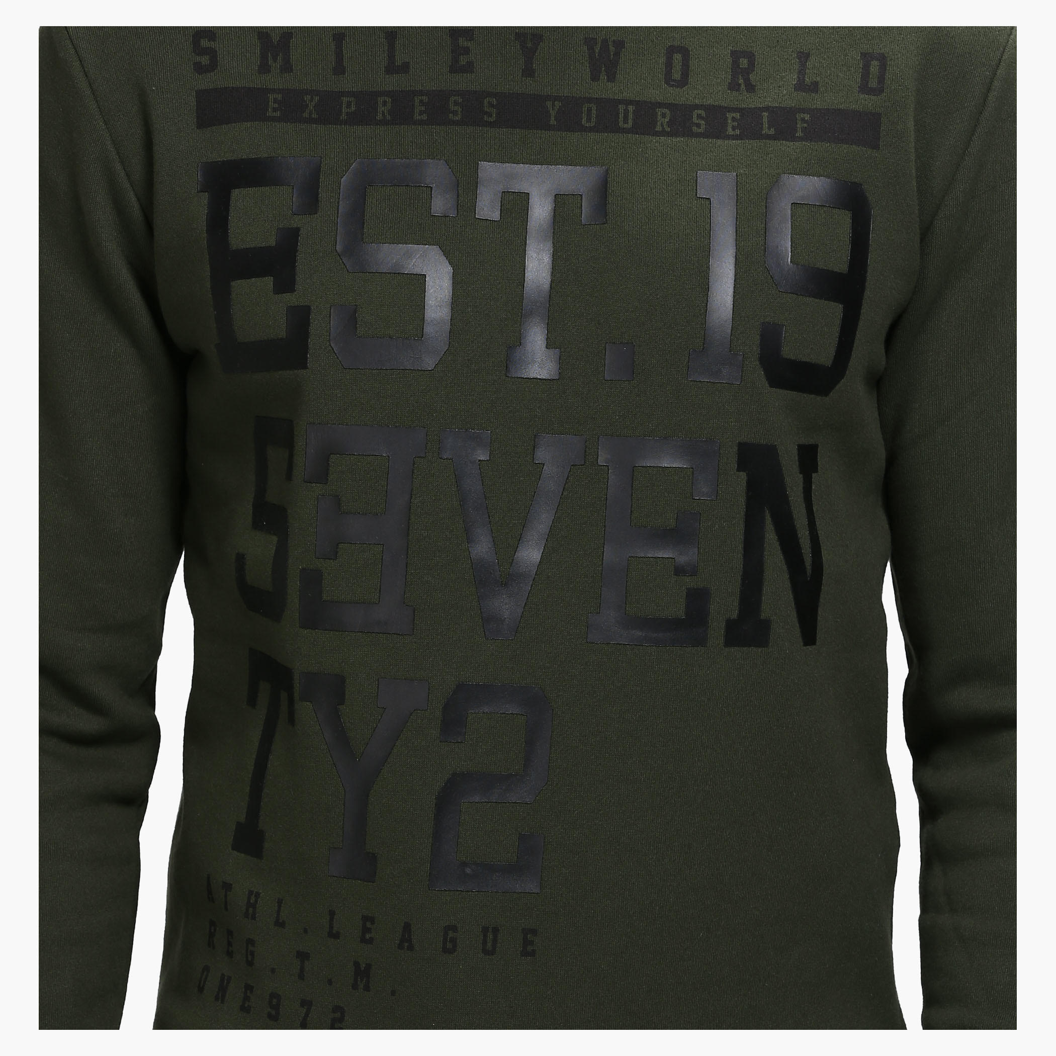 Smiley World Graphic Print Crew Neck Sweatshirt with Long Sleeves-men-winterwear-hoodiesandsweatshirts-image-4
