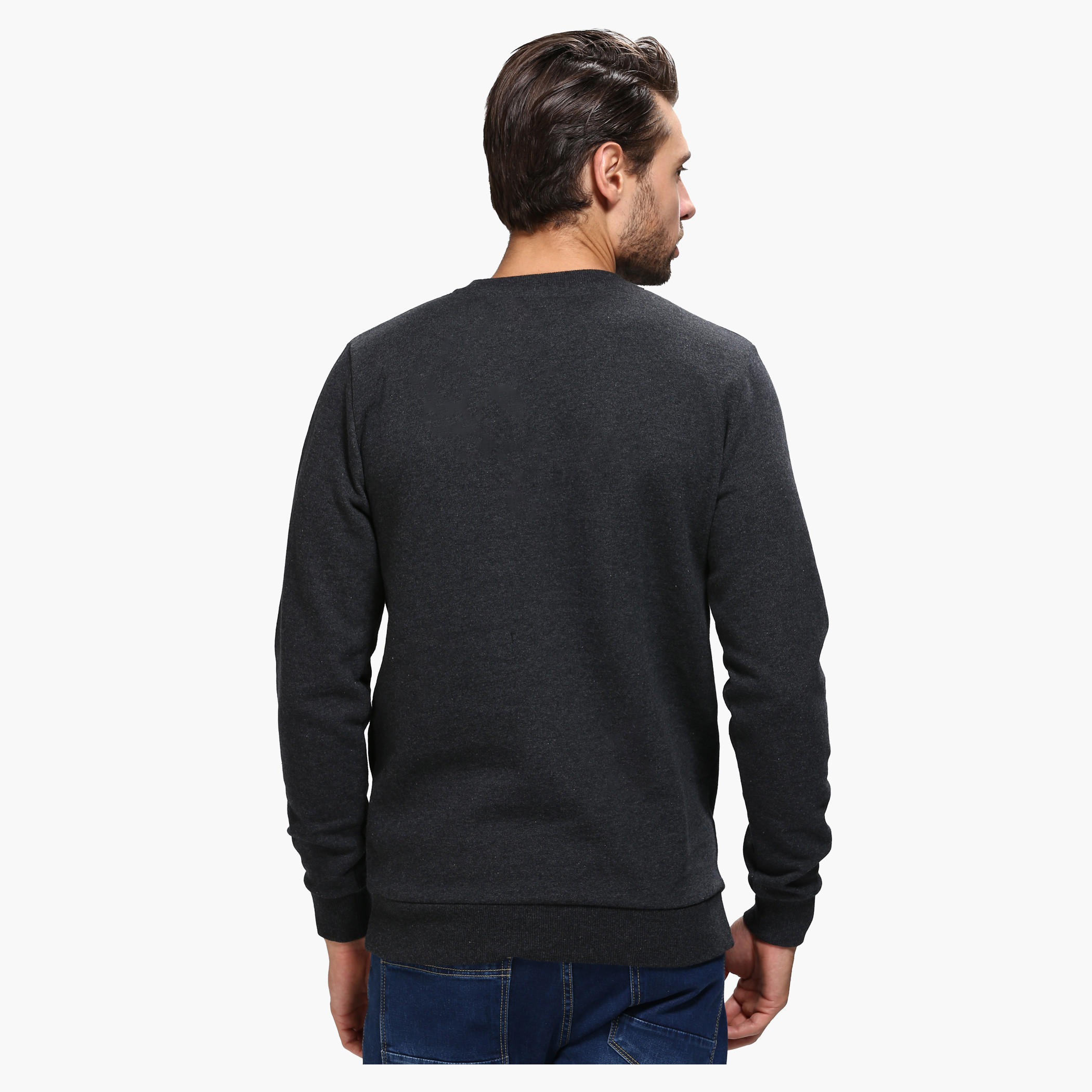 Smiley World Graphic Print Crew Neck Sweatshirt with Long Sleeves-men-winterwear-hoodiesandsweatshirts-image-2