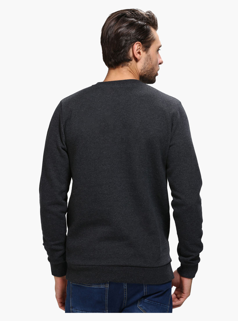 Smiley World Graphic Print Crew Neck Sweatshirt with Long Sleeves-men-winterwear-hoodiesandsweatshirts-image-2