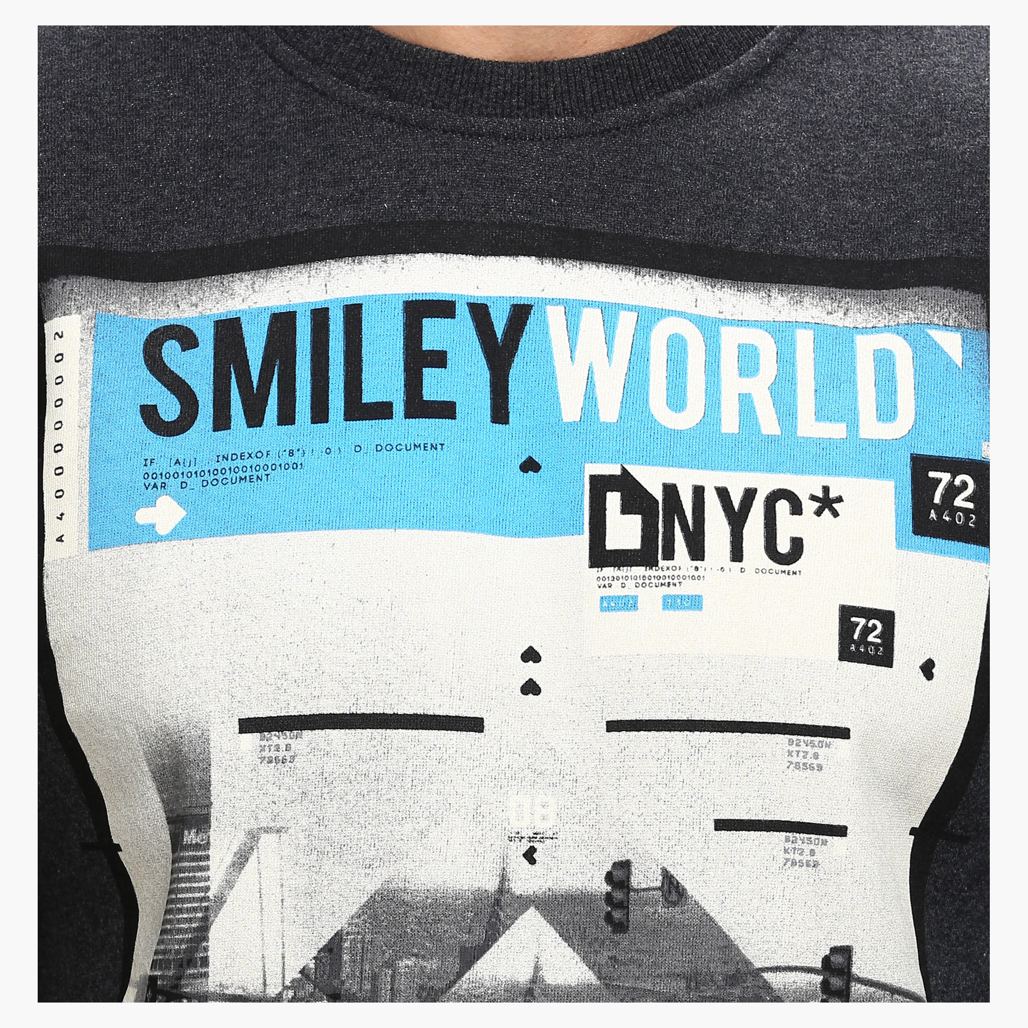 Smiley World Graphic Print Crew Neck Sweatshirt with Long Sleeves-men-winterwear-hoodiesandsweatshirts-image-4