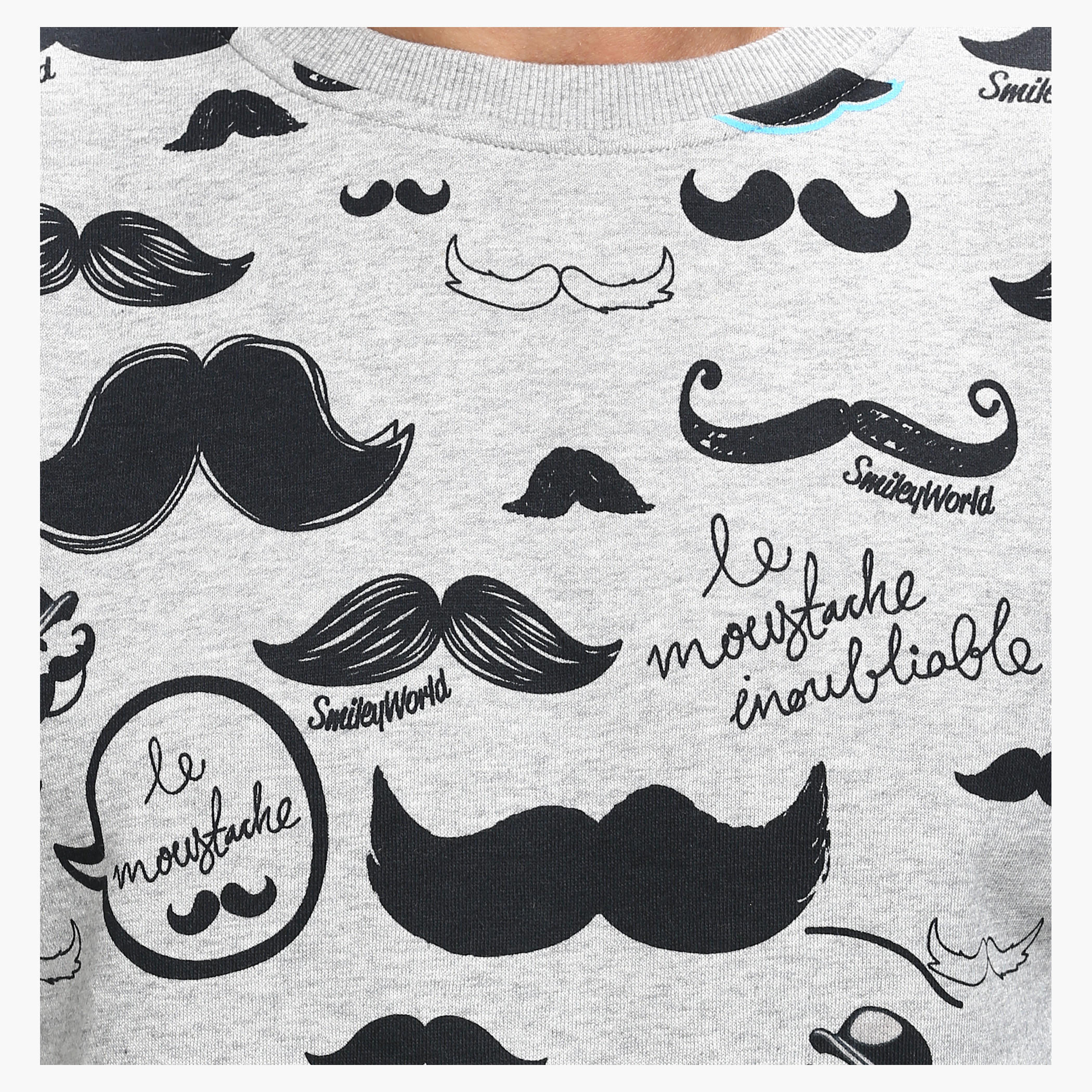 Smiley World Printed Crew Neck Sweatshirt with Long Sleeves-men-winterwear-hoodiesandsweatshirts-image-4