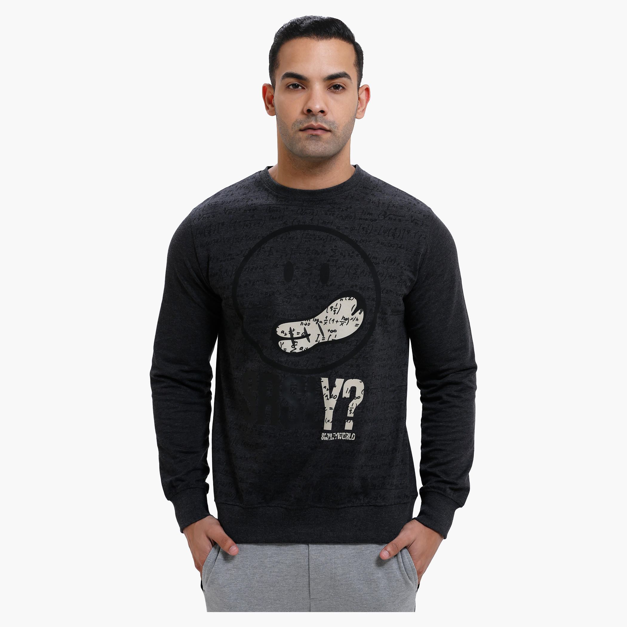 Smiley World Graphic Print Long Sleeves Cotton T-Shirt-men-winterwear-hoodiesandsweatshirts-image-1
