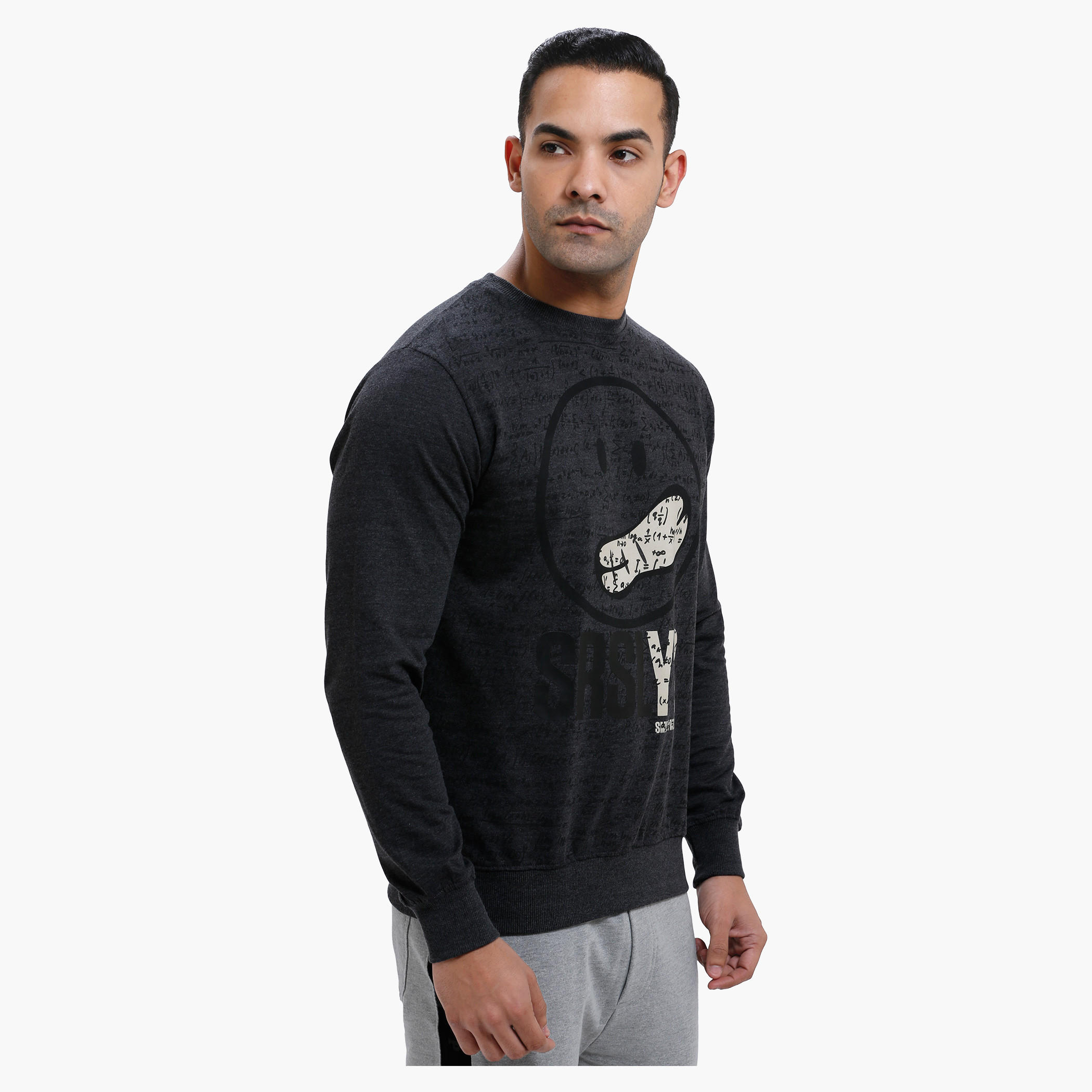 Smiley World Graphic Print Long Sleeves Cotton T-Shirt-men-winterwear-hoodiesandsweatshirts-image-3