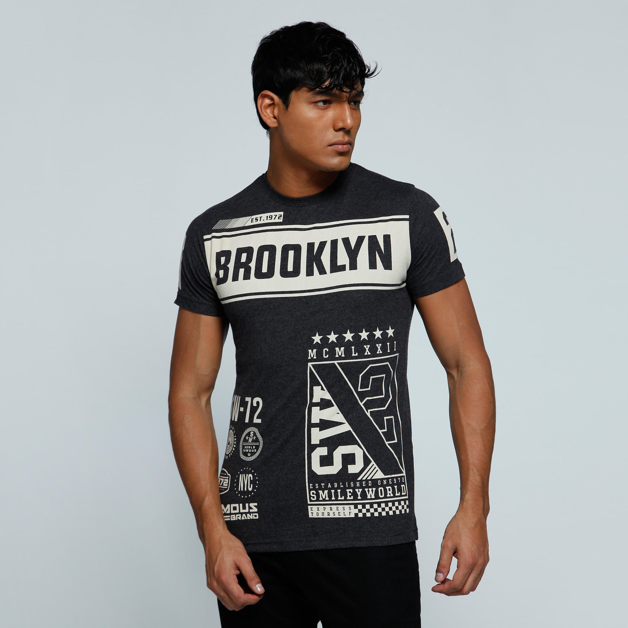Smiley World Graphic Print T-Shirt with Crew Neck and Short Sleeves-men-clothing-tshirtsandpolos-tshirts-image-1